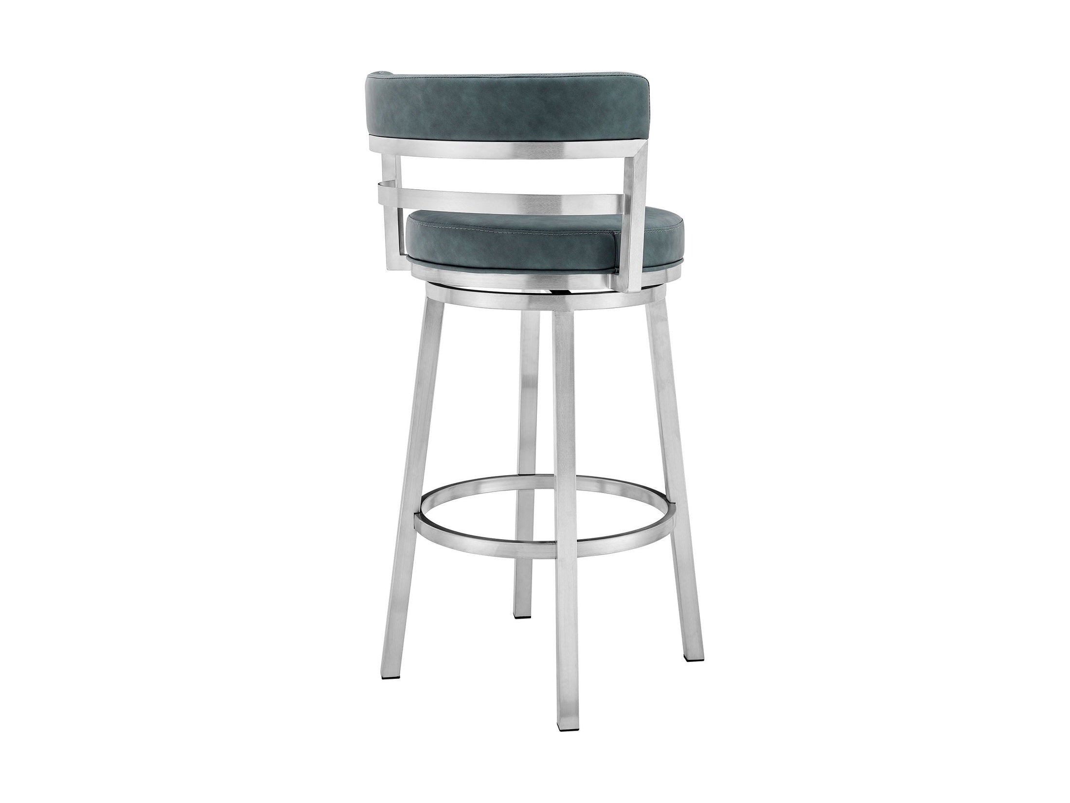 Titana - Swivel Faux Leather And Brushed Stainless Steel Bar Stool