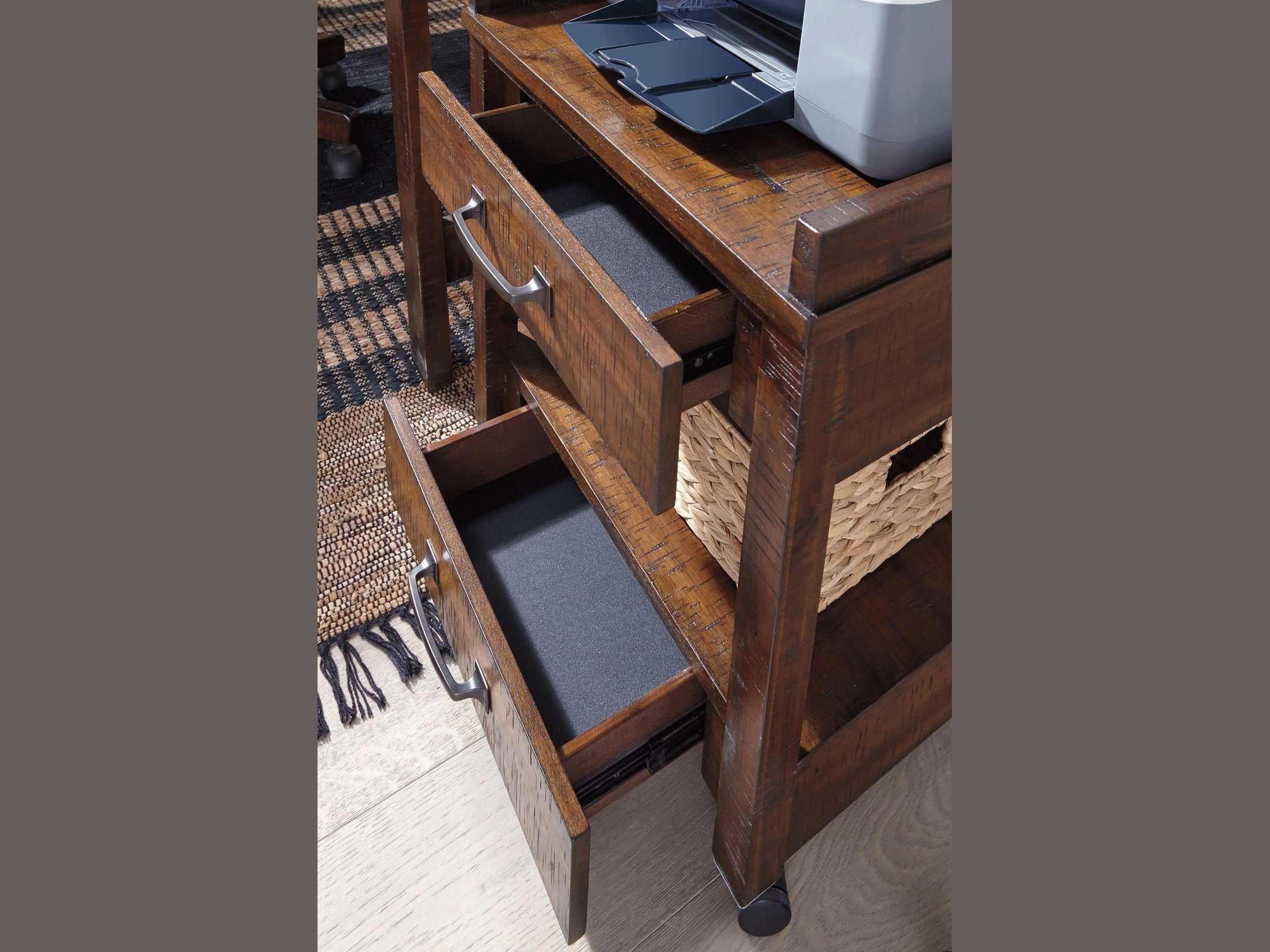 Baldridge - Printer Stand - Rustic Brown