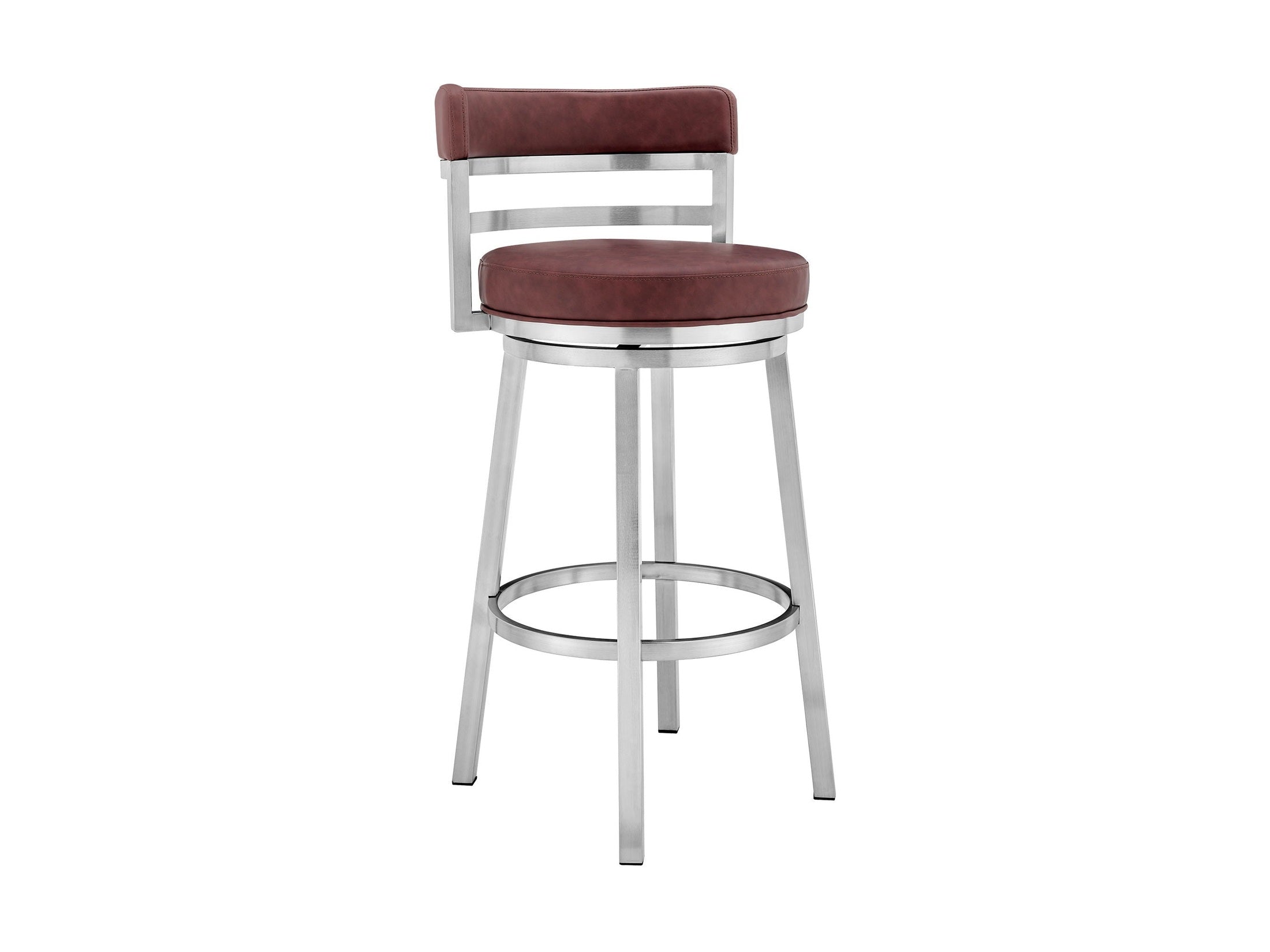 Titana - Swivel Faux Leather And Brushed Stainless Steel Bar Stool