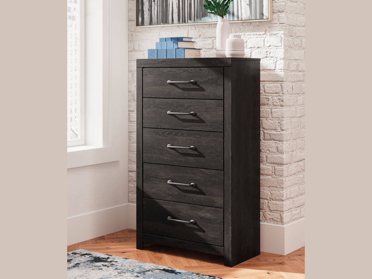 Hollivern - Five Drawer Chest - Dark Gray