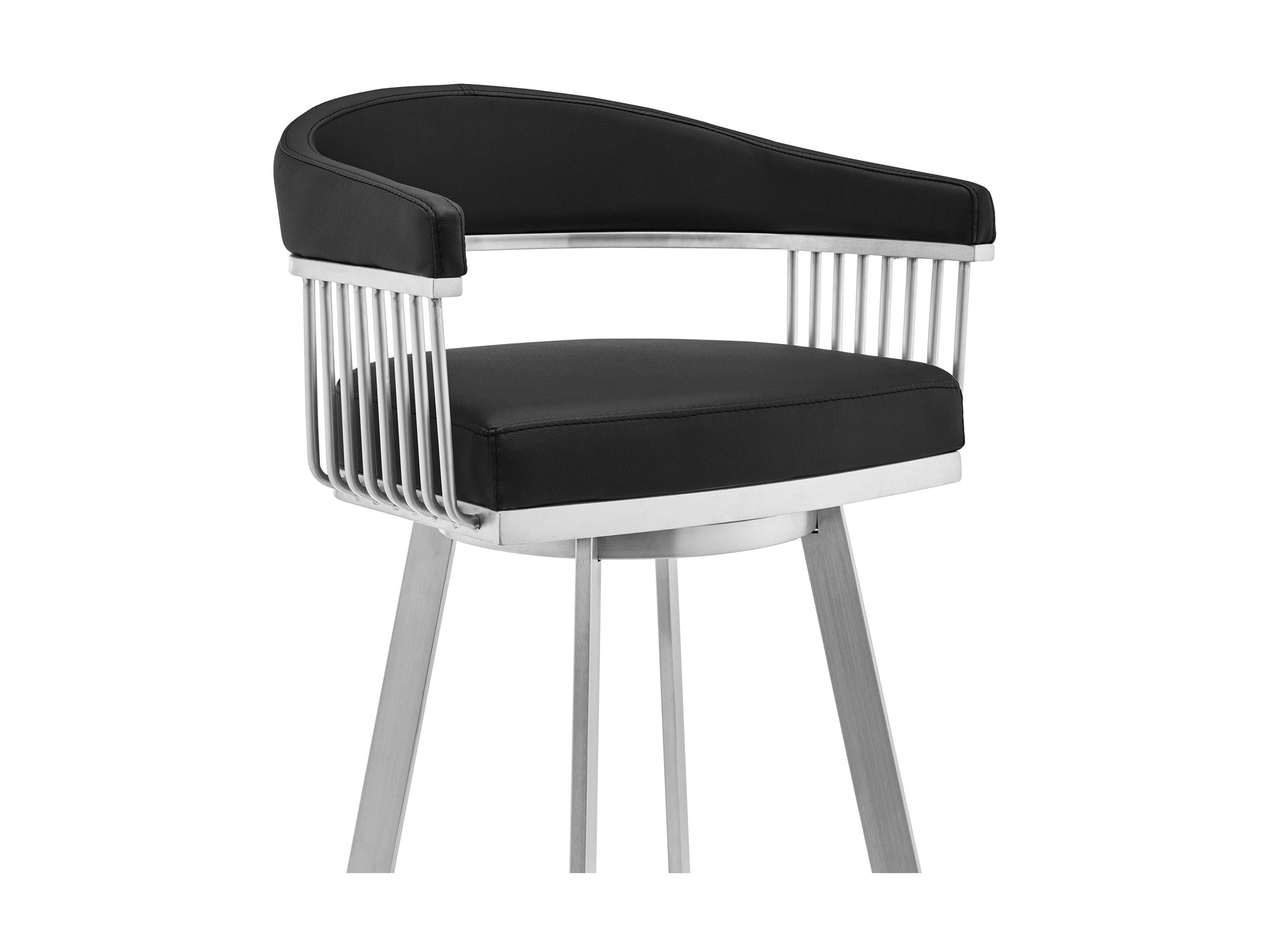 Bronson - Faux Leather And Brushed Stainless Steel Swivel Bar Stool