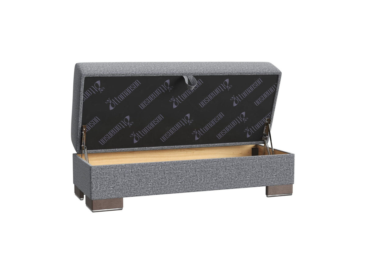 Ottomanson Armada X - Upholstered Convertible Wood Trimmed Ottoman With Storage - Polyester