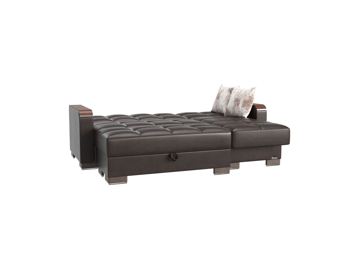 Ottomanson Armada X - Upholstered Convertible Wood Trimmed Chaise Lounge With Storage