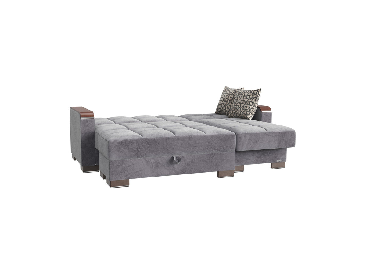 Ottomanson Armada X - Upholstered Convertible Wood Trimmed Chaise Lounge With Storage - Microfiber