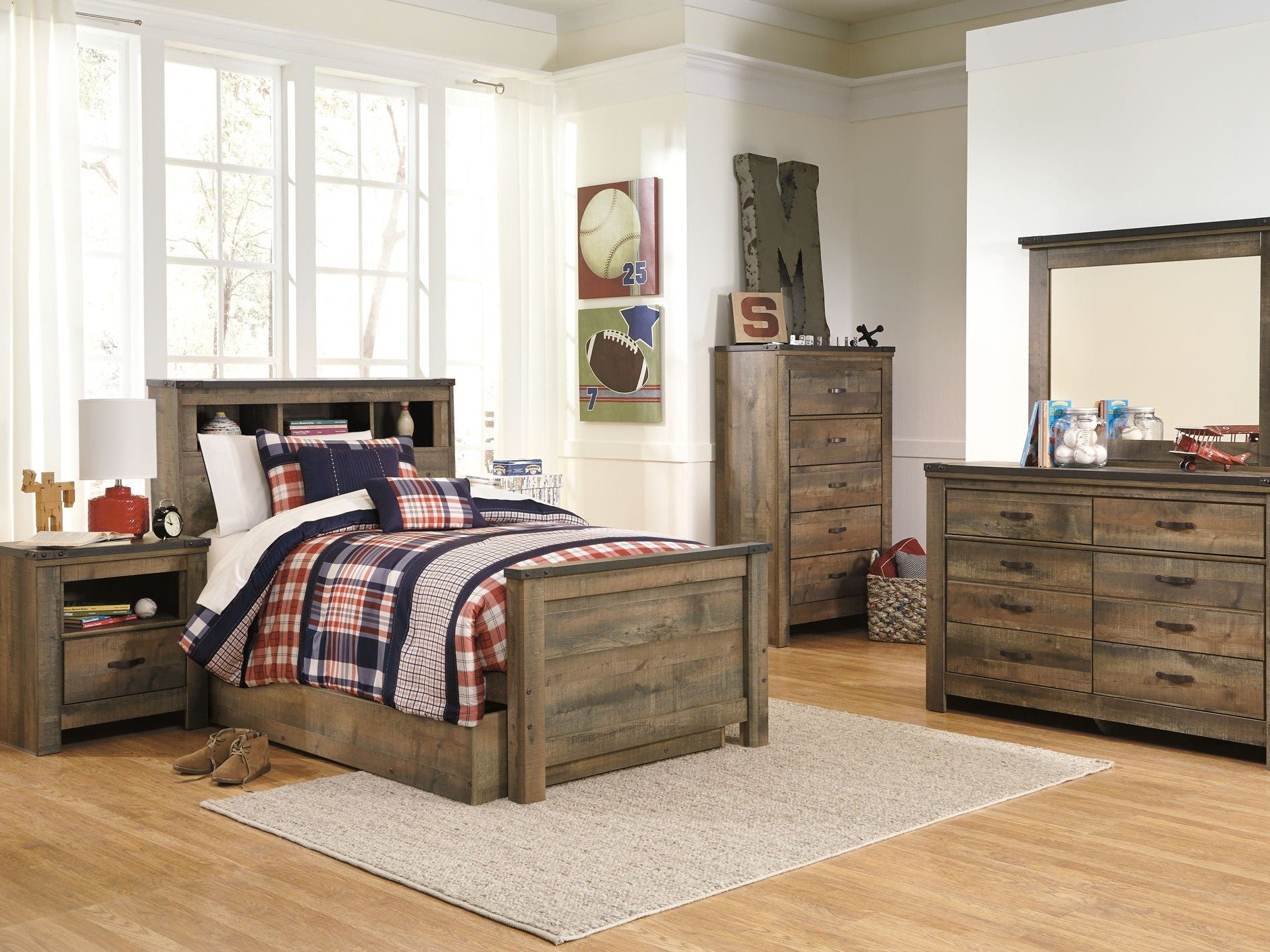 Trinell - Twin Bookcase Bed With 1 Large Storage Drawer - Brown