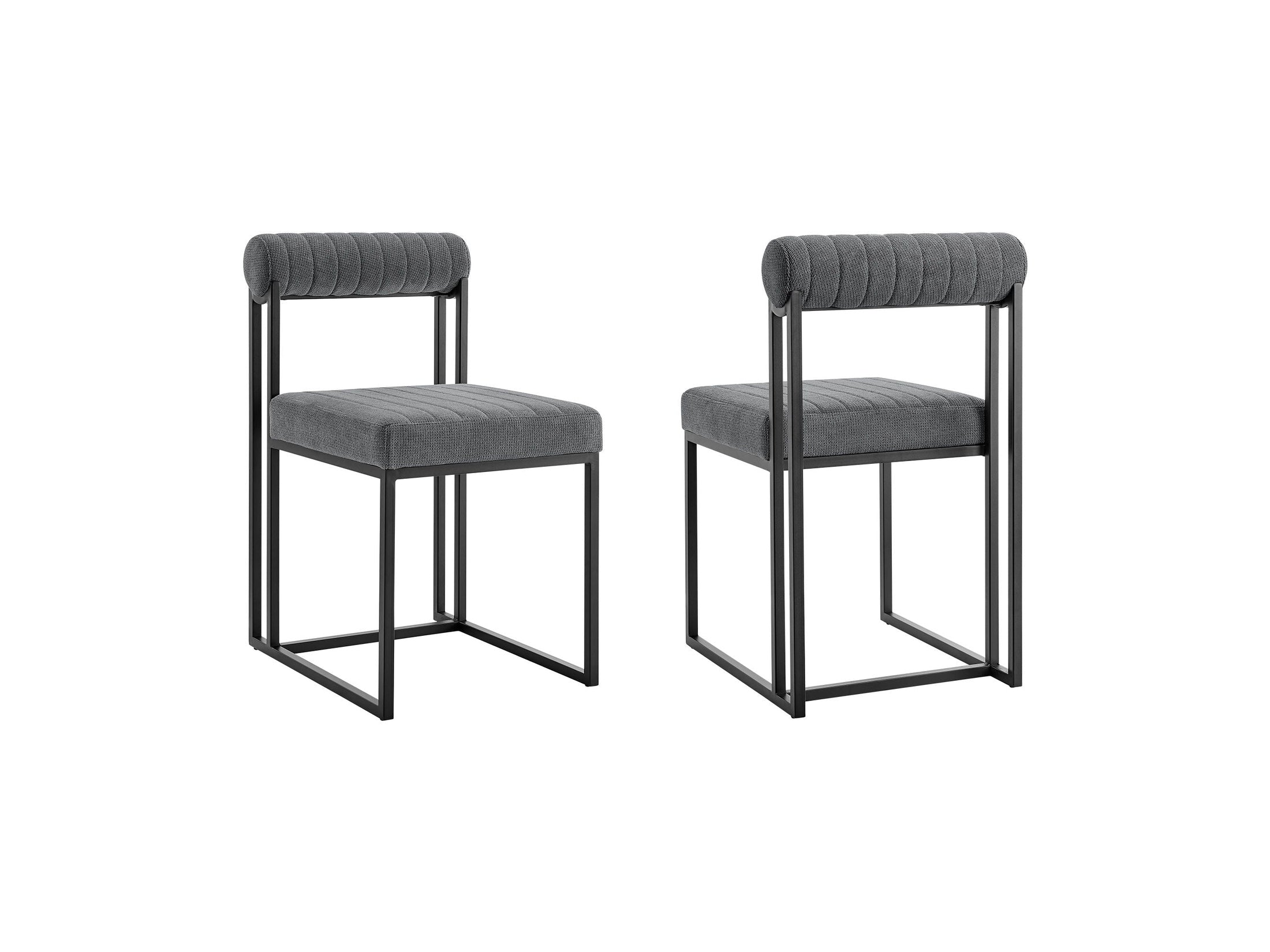 Anastasia - Dining Chair (Set of 2) - Matte Black / Anchor Gray