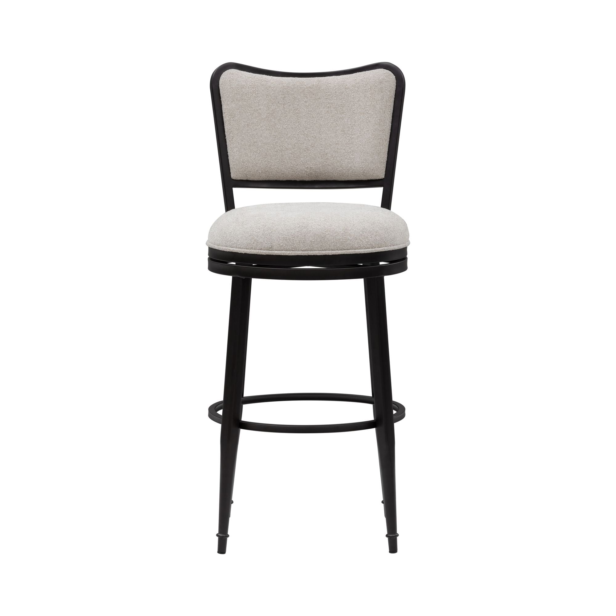 Baxter - Steel Frame Fabric Upholstered Swivel Bar Height Barstool