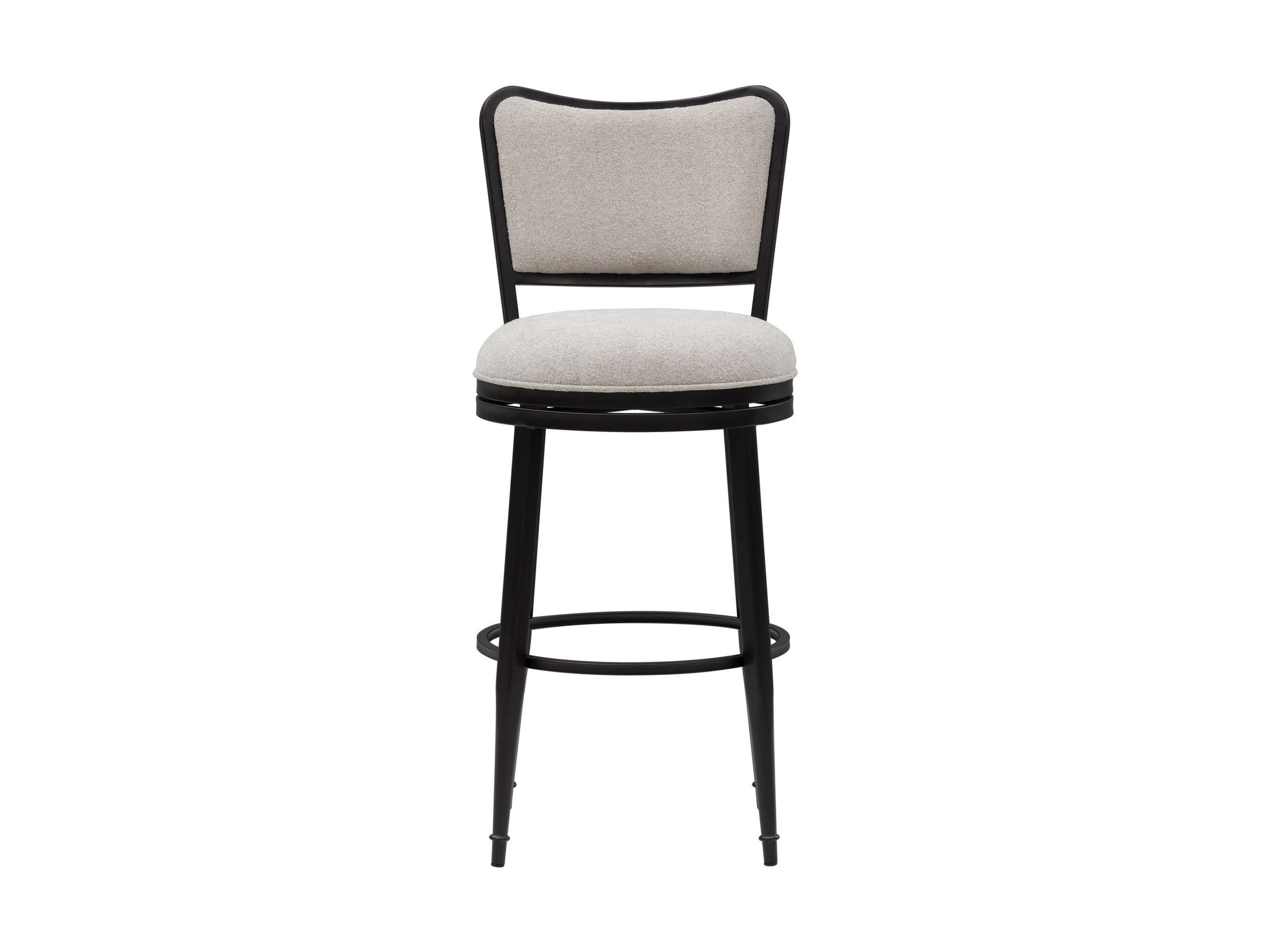 Baxter - Steel Frame Fabric Upholstered Swivel Bar Height Barstool