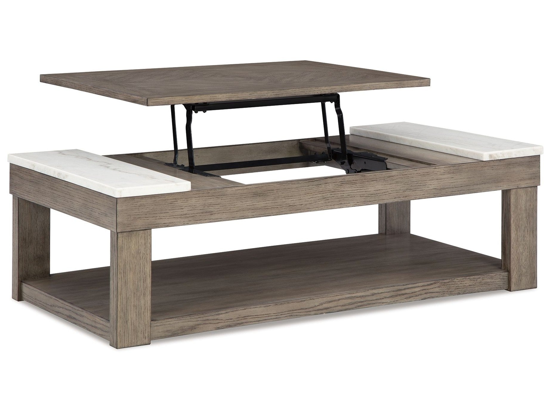 Loyaska - Lift Top Cocktail Table - Grayish Brown / White