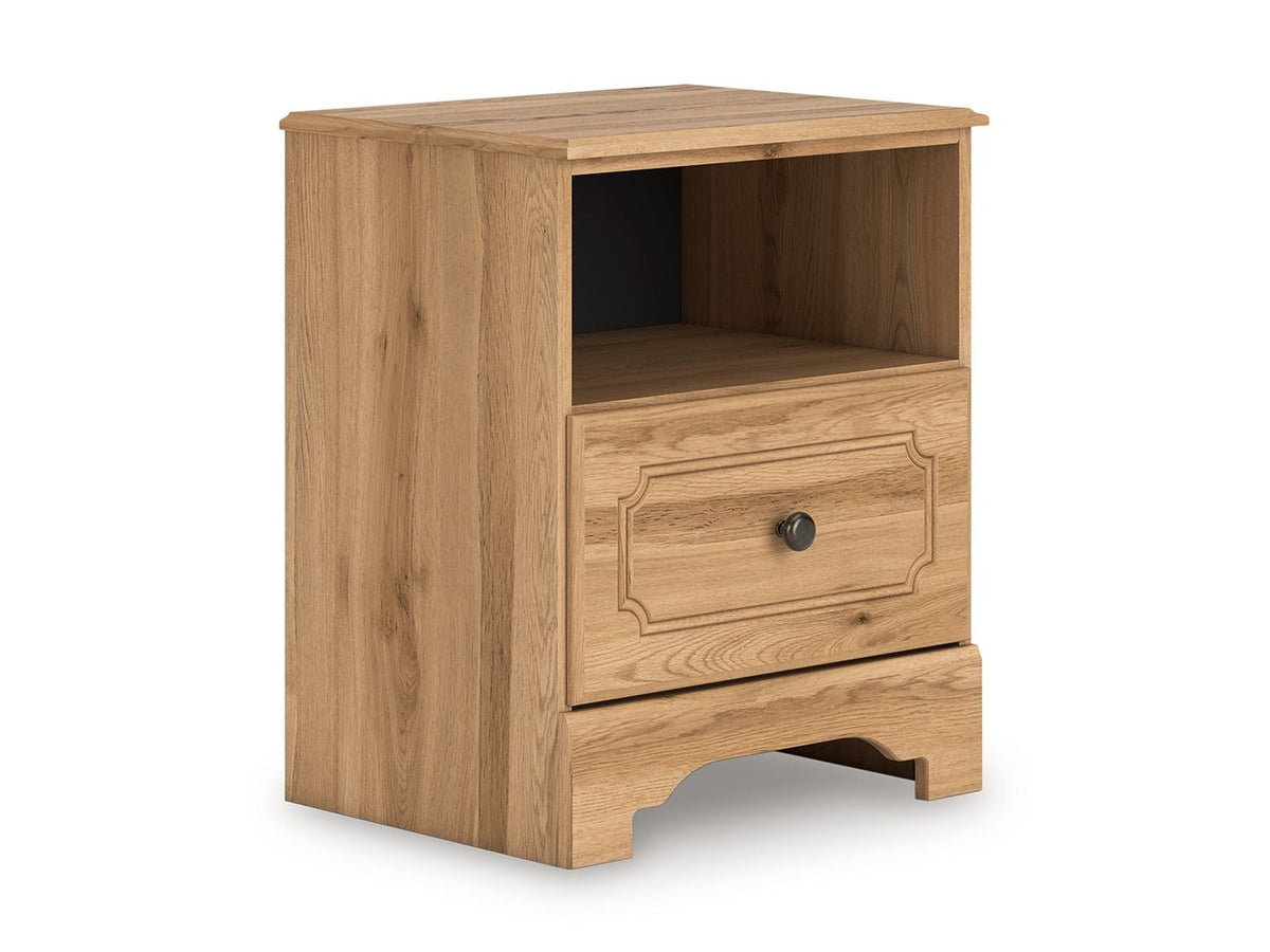 Aleaport - One Drawer Night Stand - Warm Brown