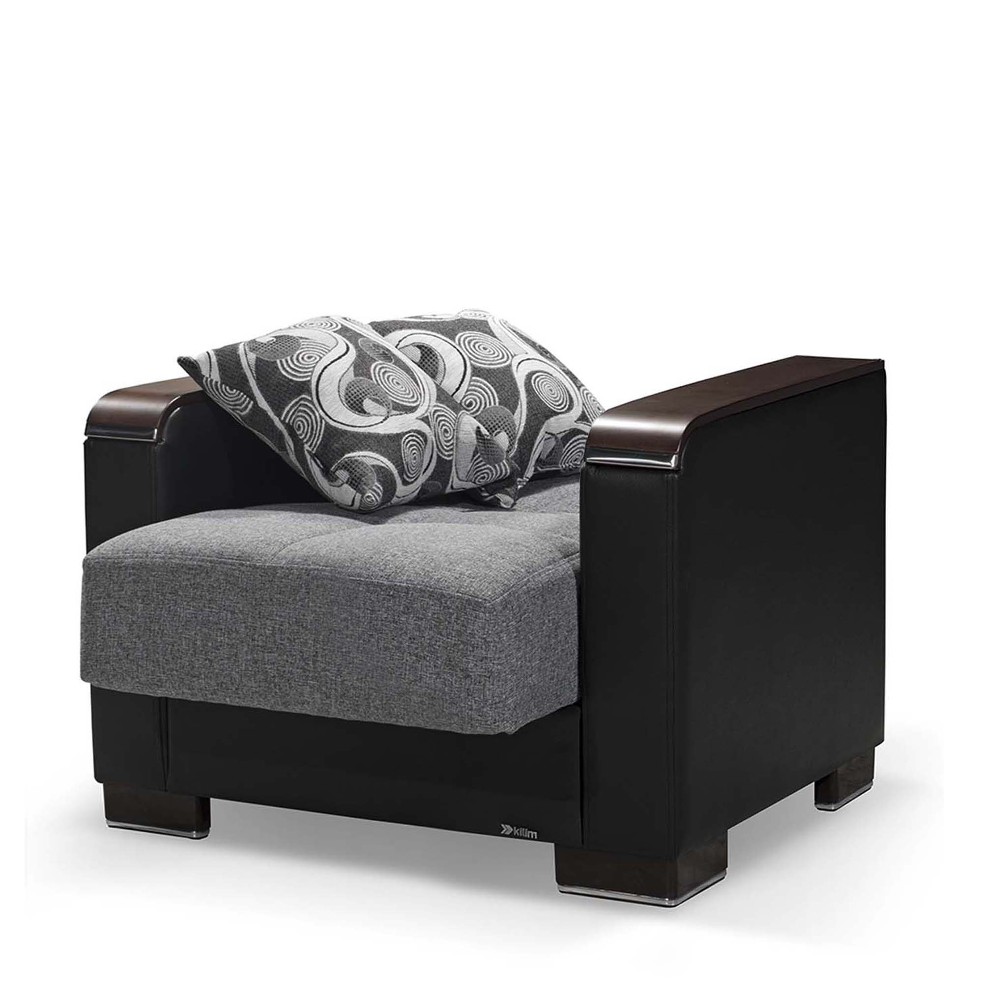 Ottomanson Armada X - Upholstered Convertible Wood Trimmed Armchair With Storage
