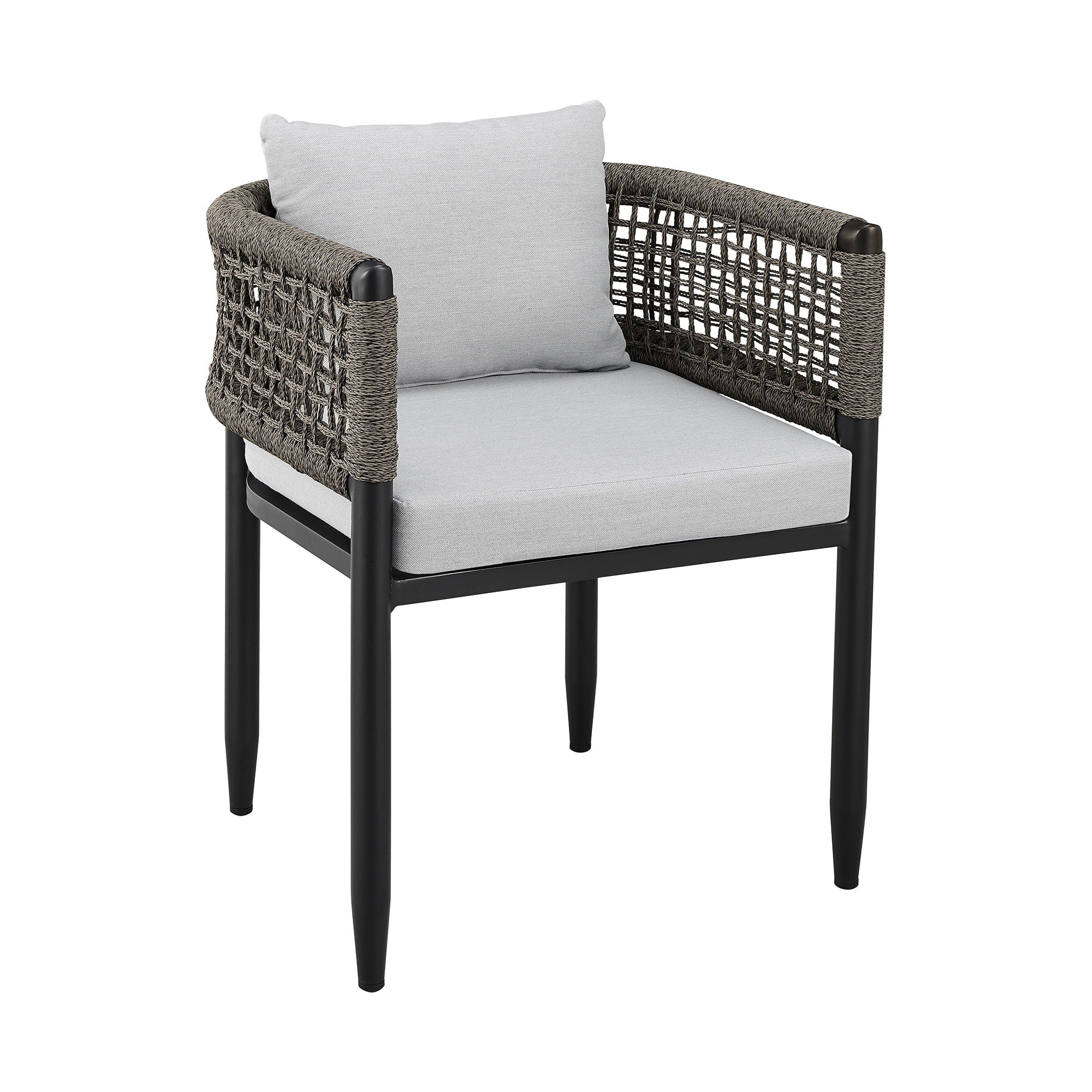 Alegria - Outdoor Patio Dining Chair In Aluminum With Gray Rope And Cushions - (Set Of 2)