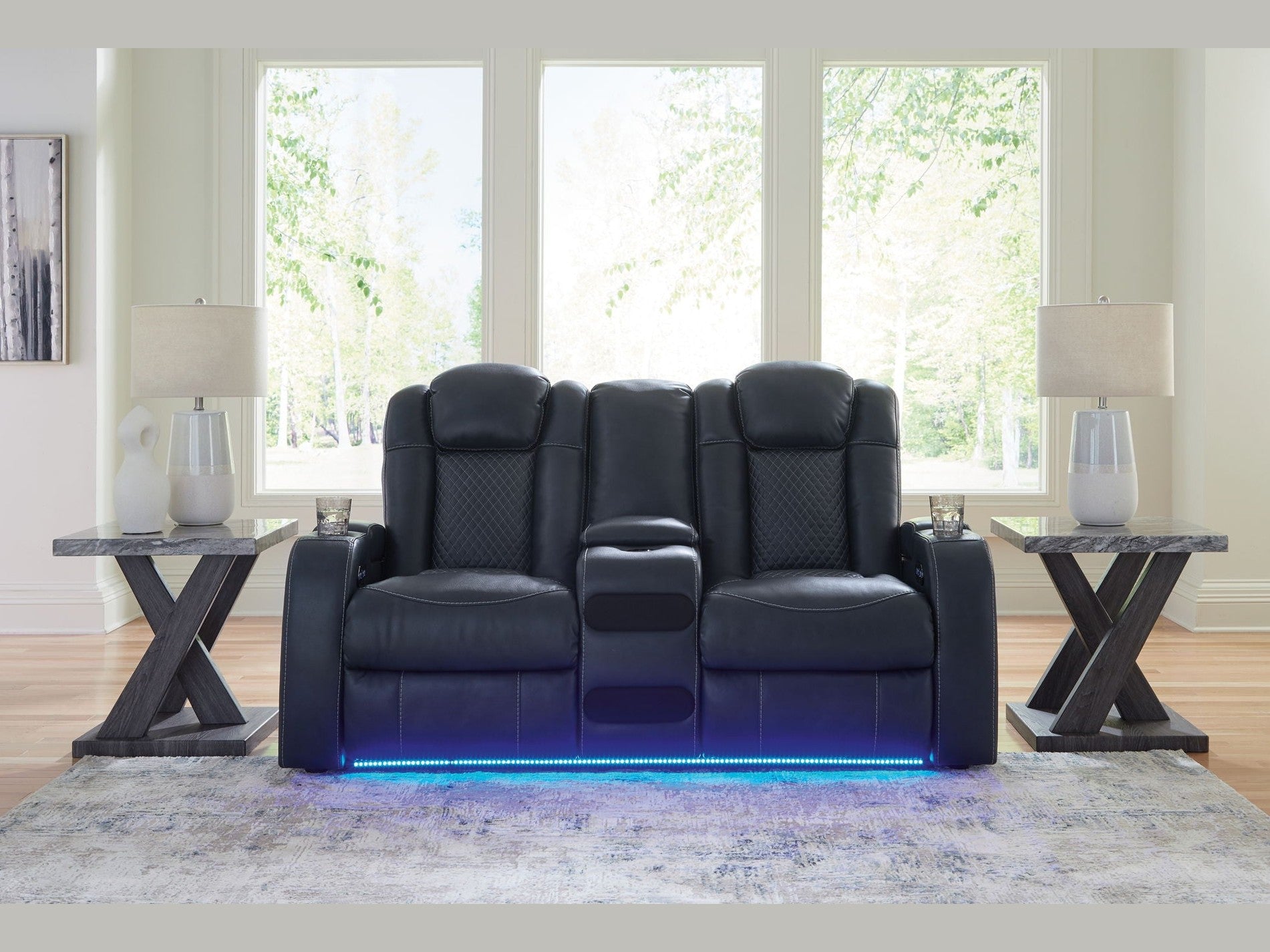 Fyne-dyme - Power Reclining Loveseat With Console/Adj Hdrst