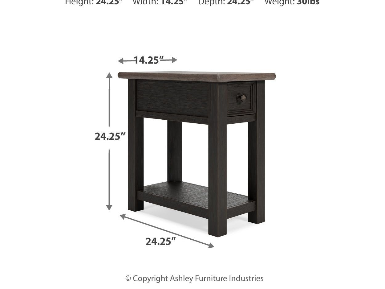 Tyler Creek - Chair Side End Table - Black / Gray