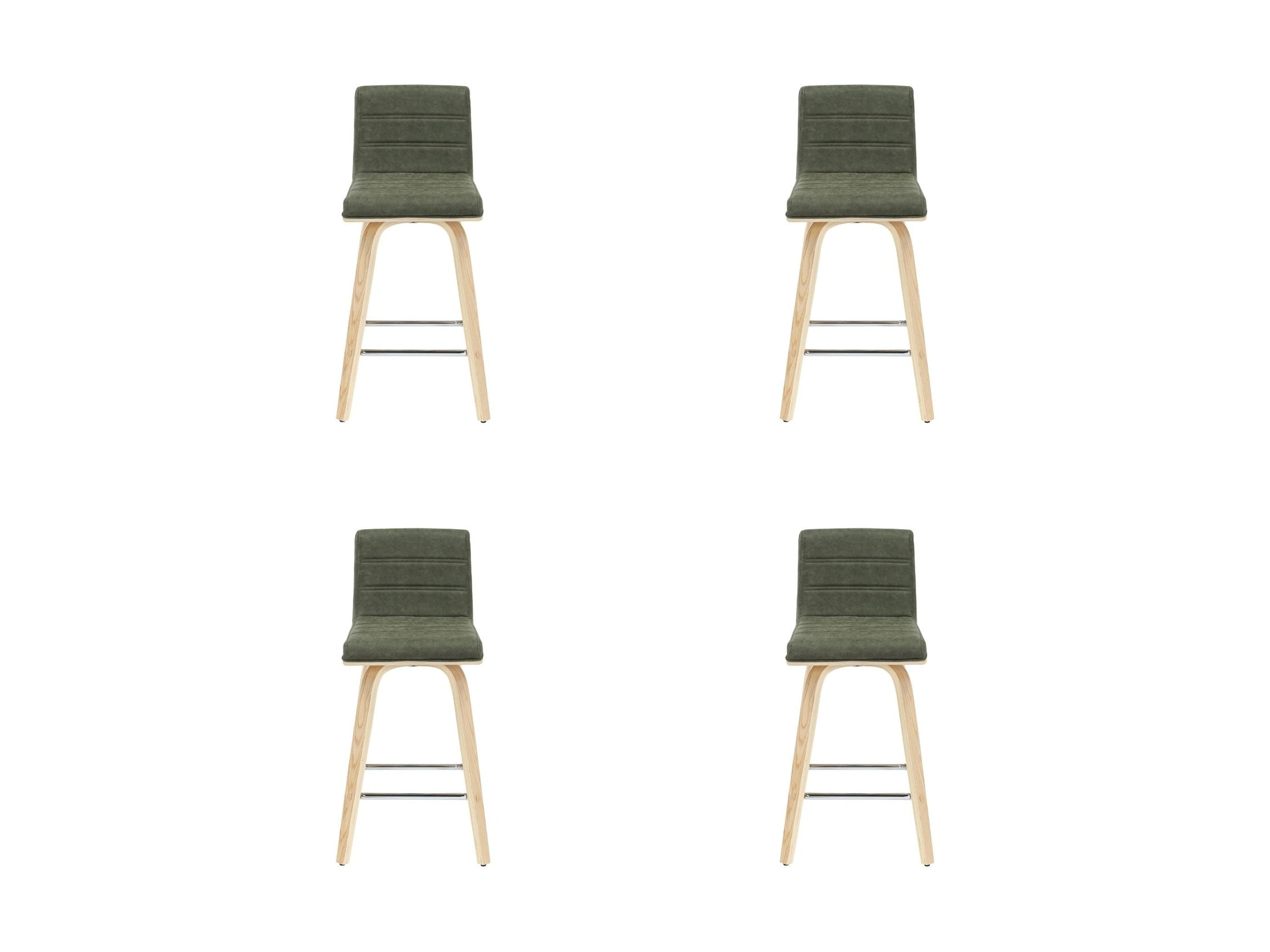 Vienna - 35.5" Swivel Counter Height Square Back Wood Bar Stool With Faux Leather Seat