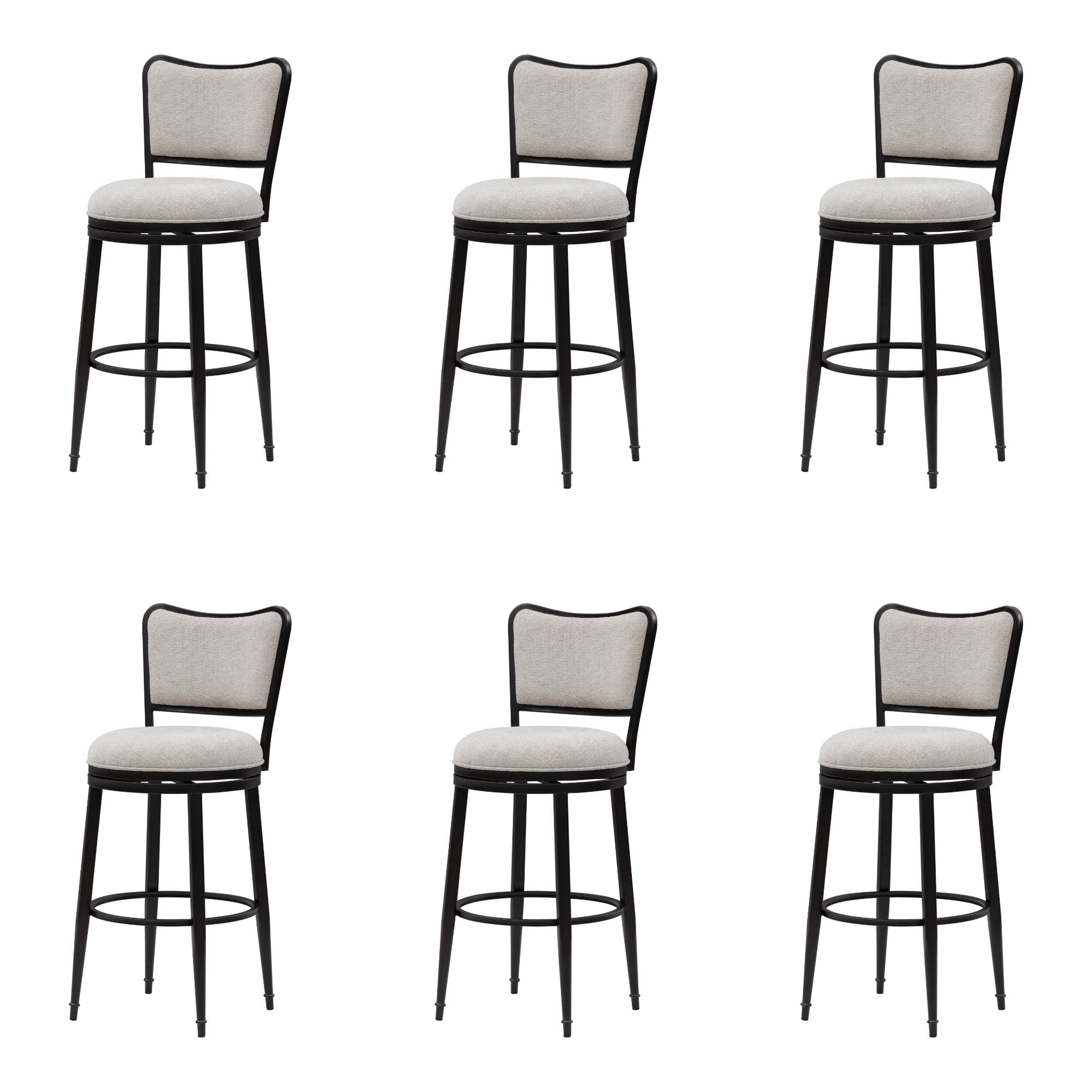 Baxter - Steel Frame Fabric Upholstered Swivel Bar Height Barstool