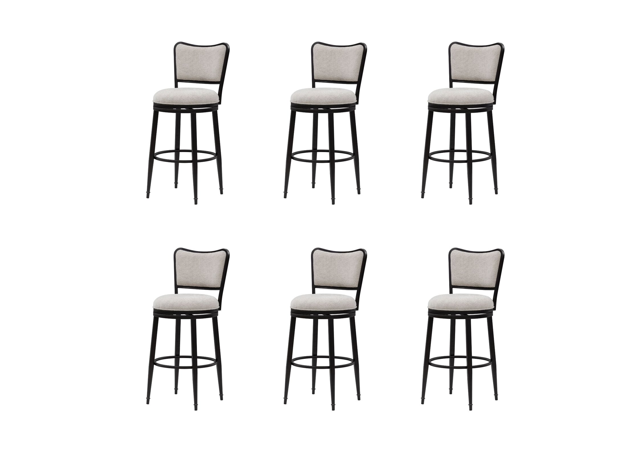 Baxter - Steel Frame Fabric Upholstered Swivel Bar Height Barstool
