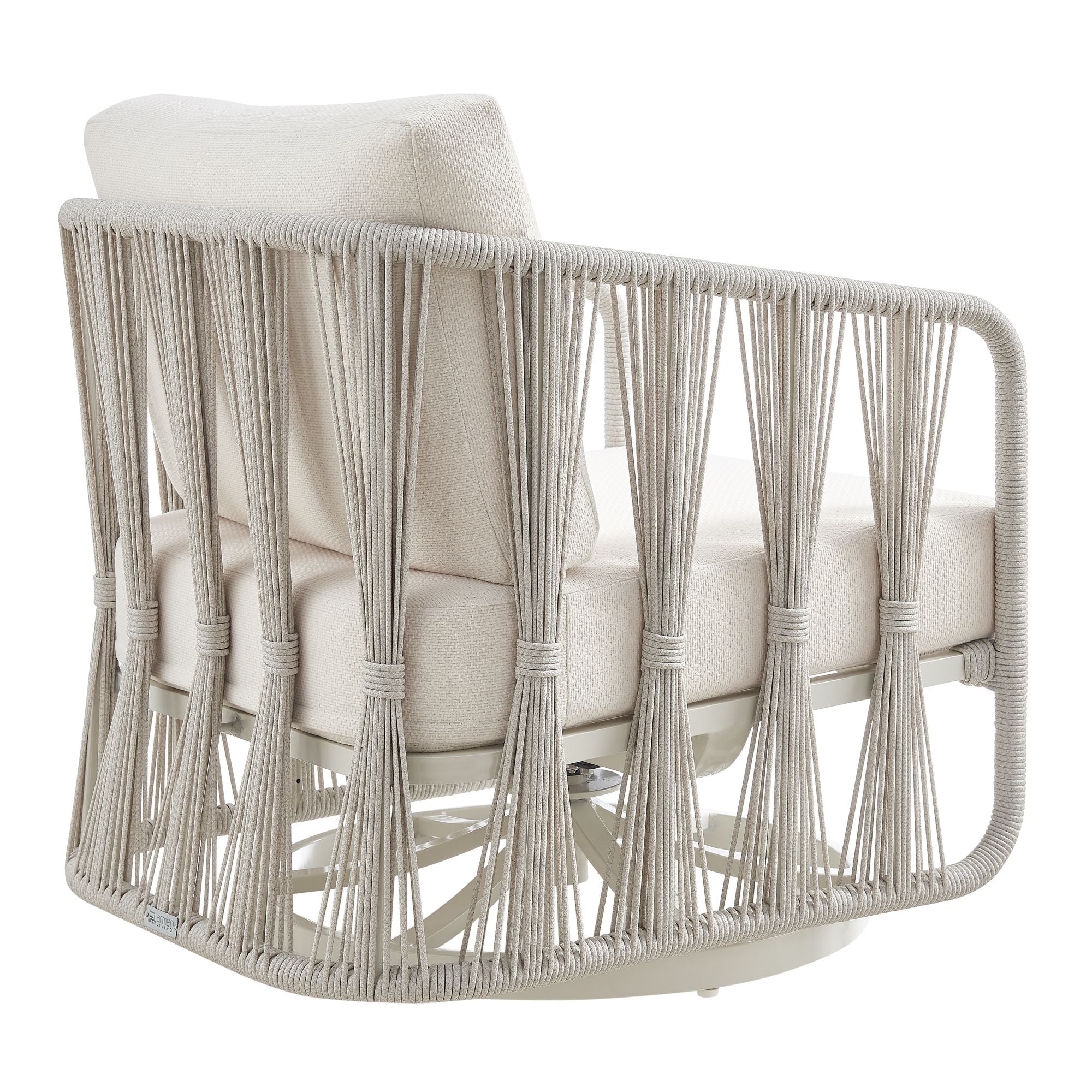 Breeze - Cream Metal Outdoor Swivel Lounge Chair With Cushions - Pearl