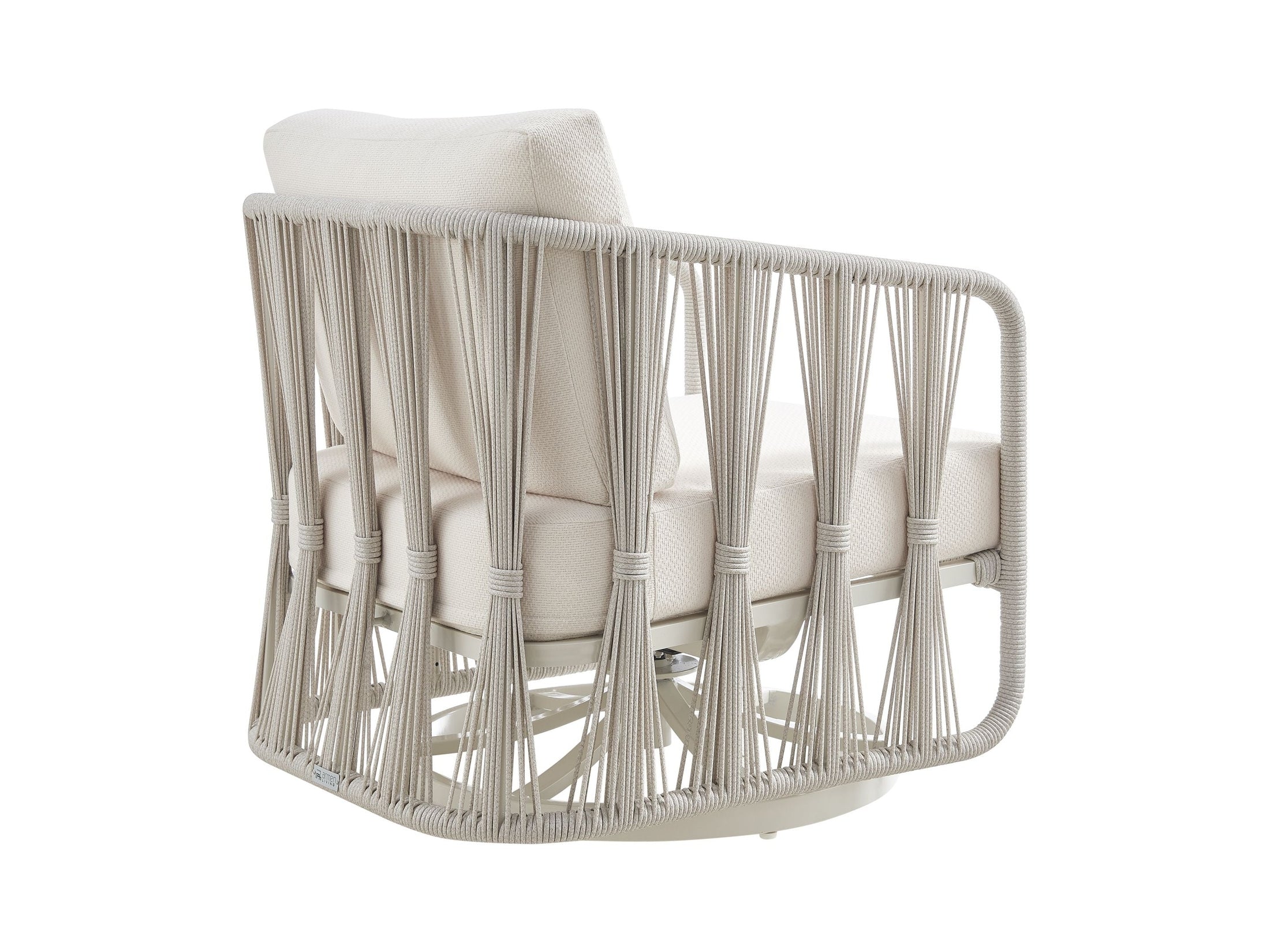 Breeze - Cream Metal Outdoor Swivel Lounge Chair With Cushions - Pearl