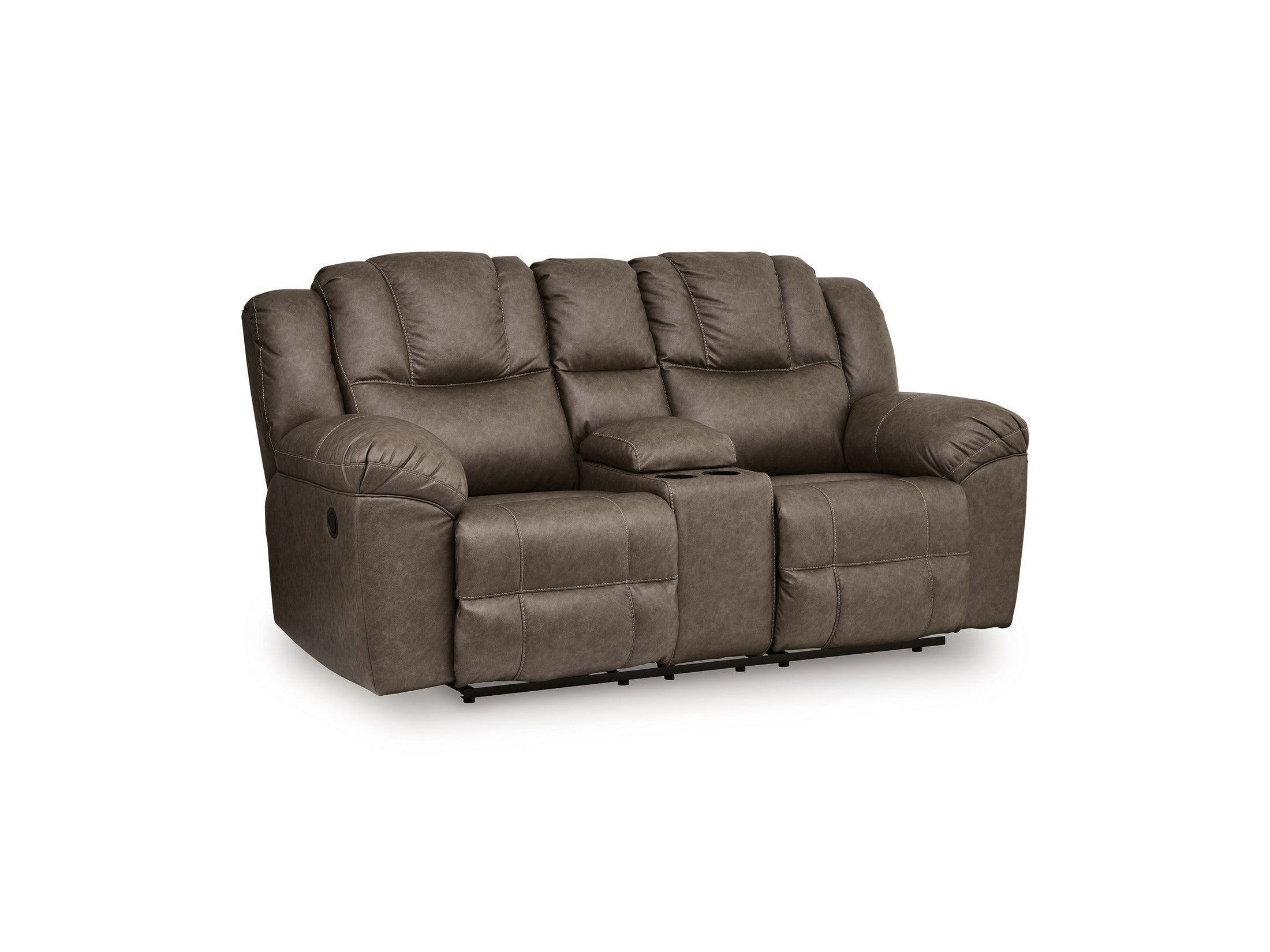 Lowilla - Double Reclining Loveseat With Console - Driftwood
