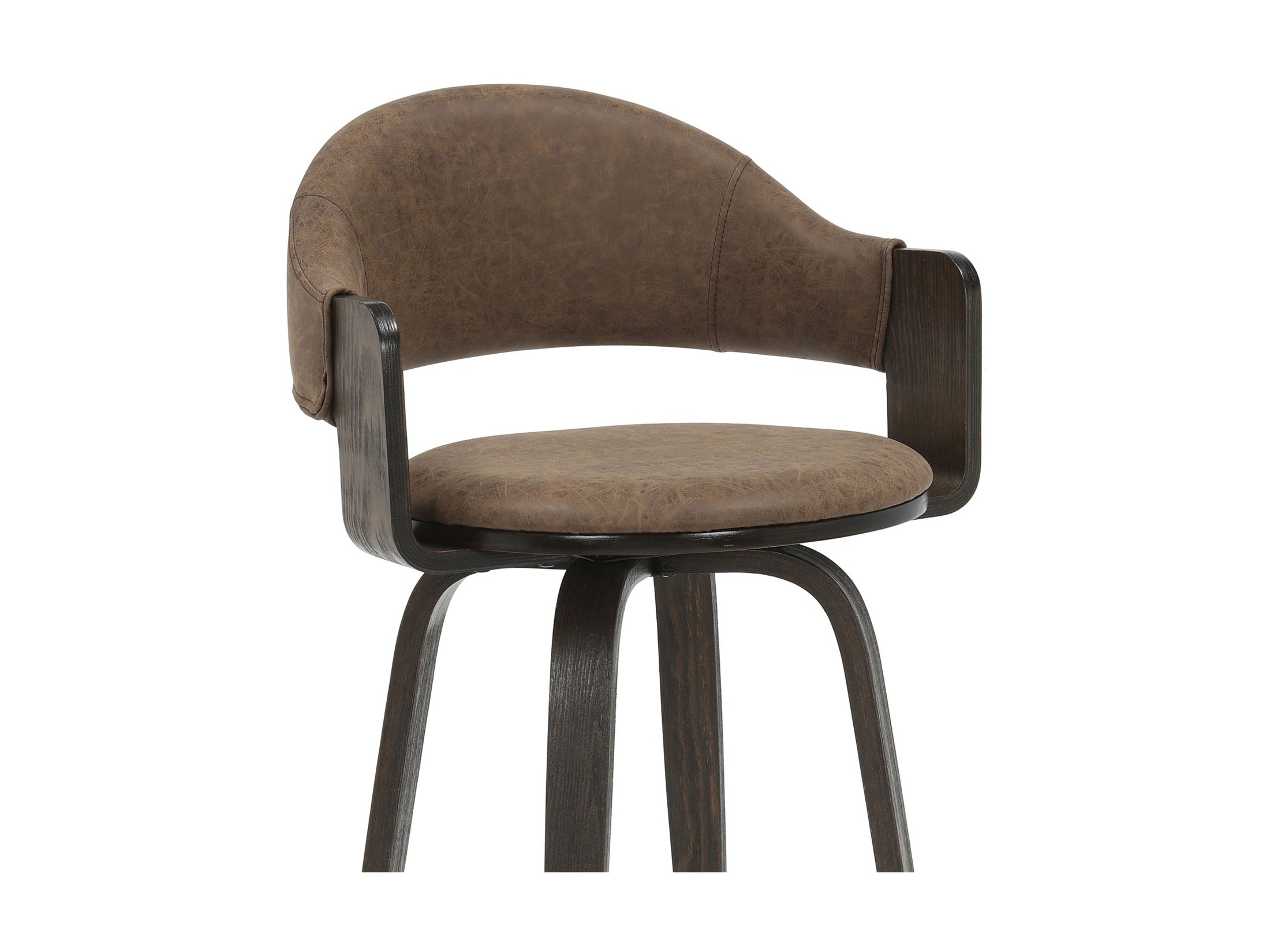 Daxton - Swivel Counter Height Round Back Wood Bar Stool With Faux Leather Seat