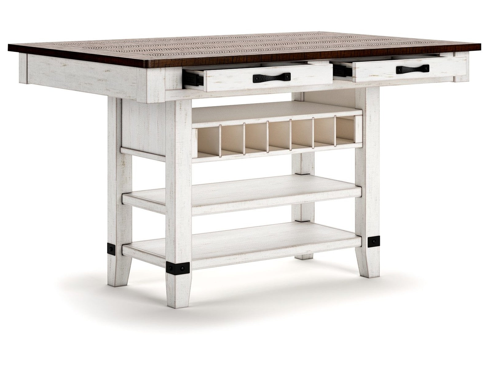 Valebeck - Rect Dining Room Counter Table With Wine Rack