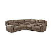 Ravenel - 3-Piece Power Reclining Sectional With Raf Power Reclining Loveseat With Console - Faux Leather - Fossil