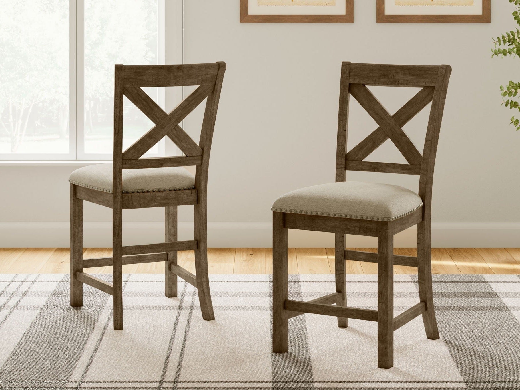 Moriville - Upholstered Barstool (Set of 2) - Beige