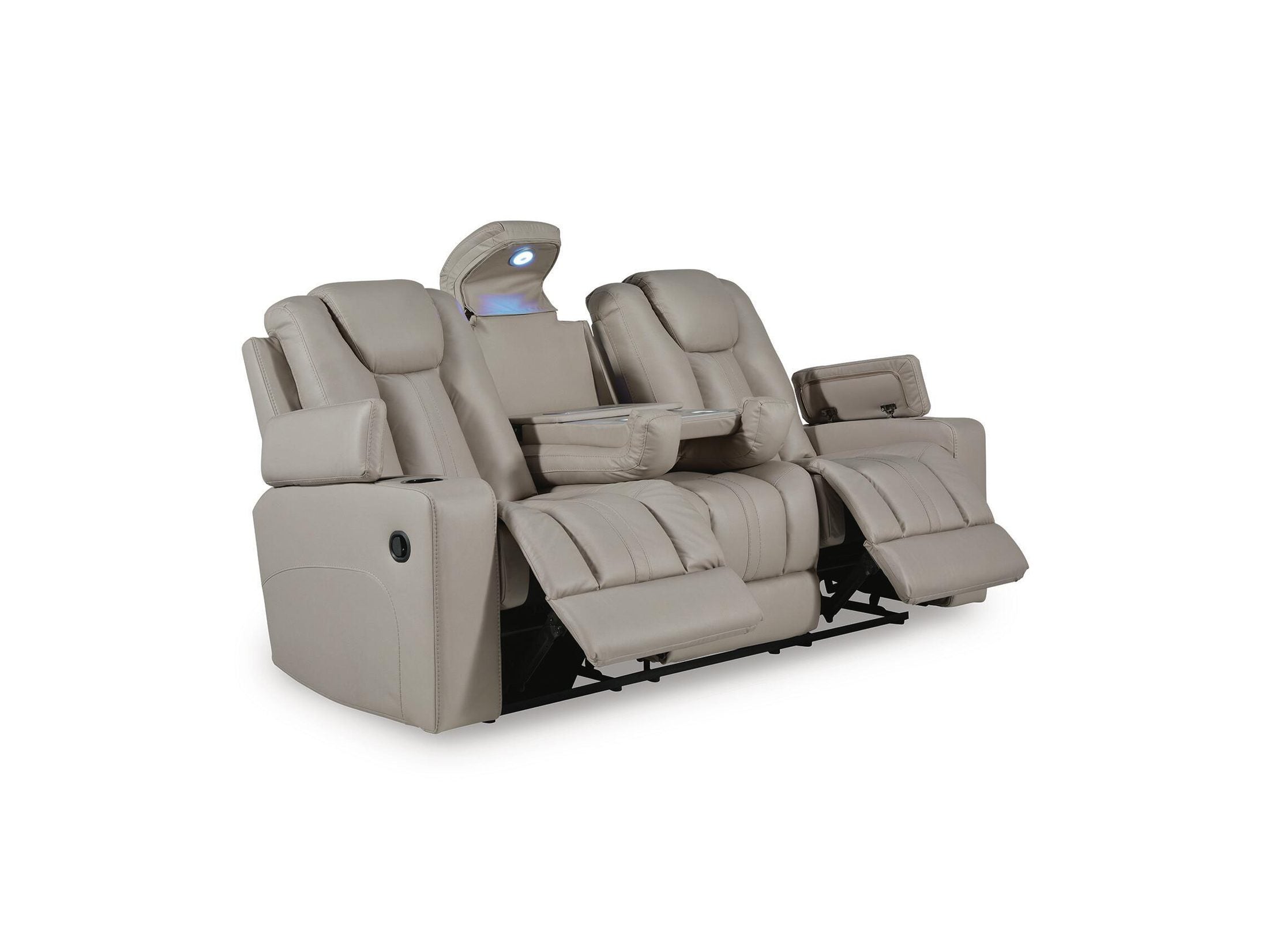 Elevate Edges - Reclining Sofa With Drop Down Table - Coin