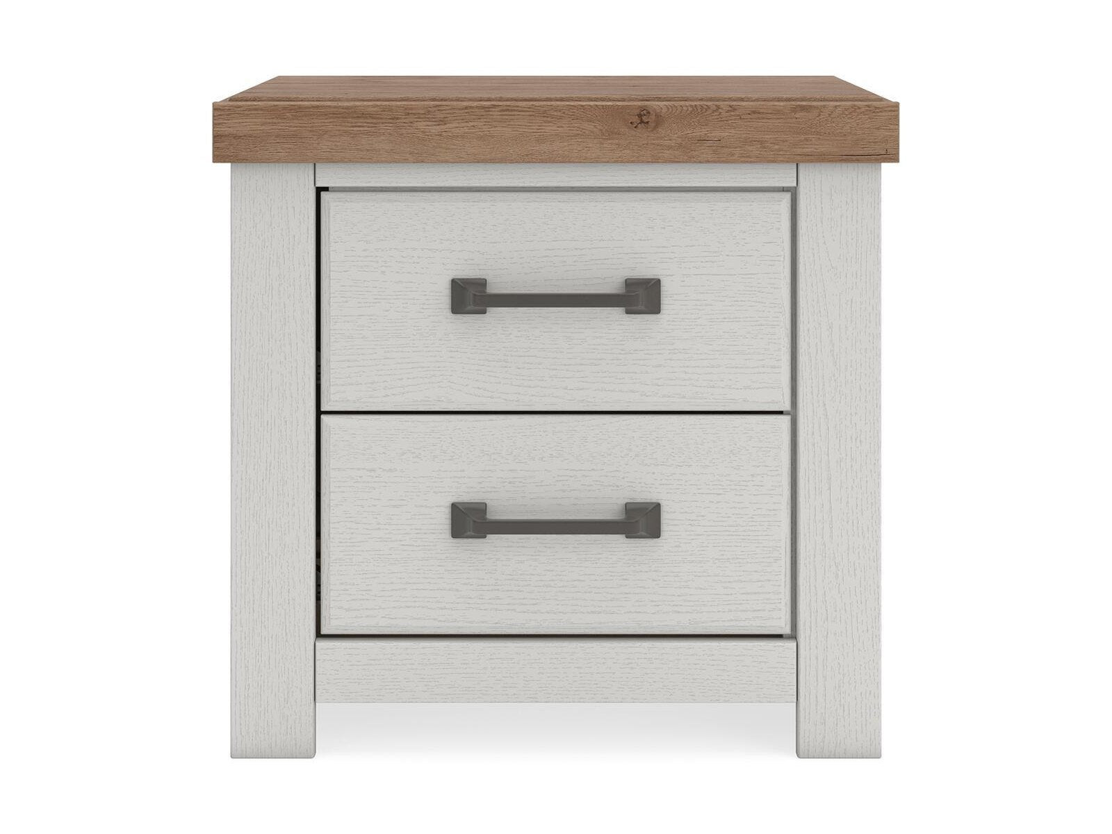 Savonport - Two Drawer Night Stand - White / Brown