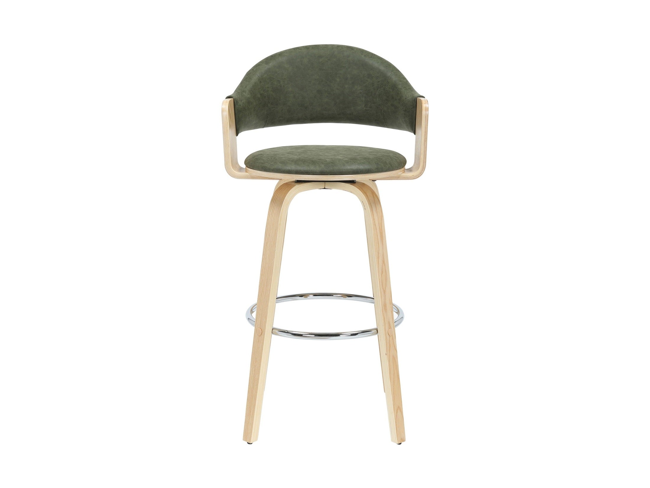 Daxton - Swivel Bar Height Round Back Wood Bar Stool With Faux Leather Seat