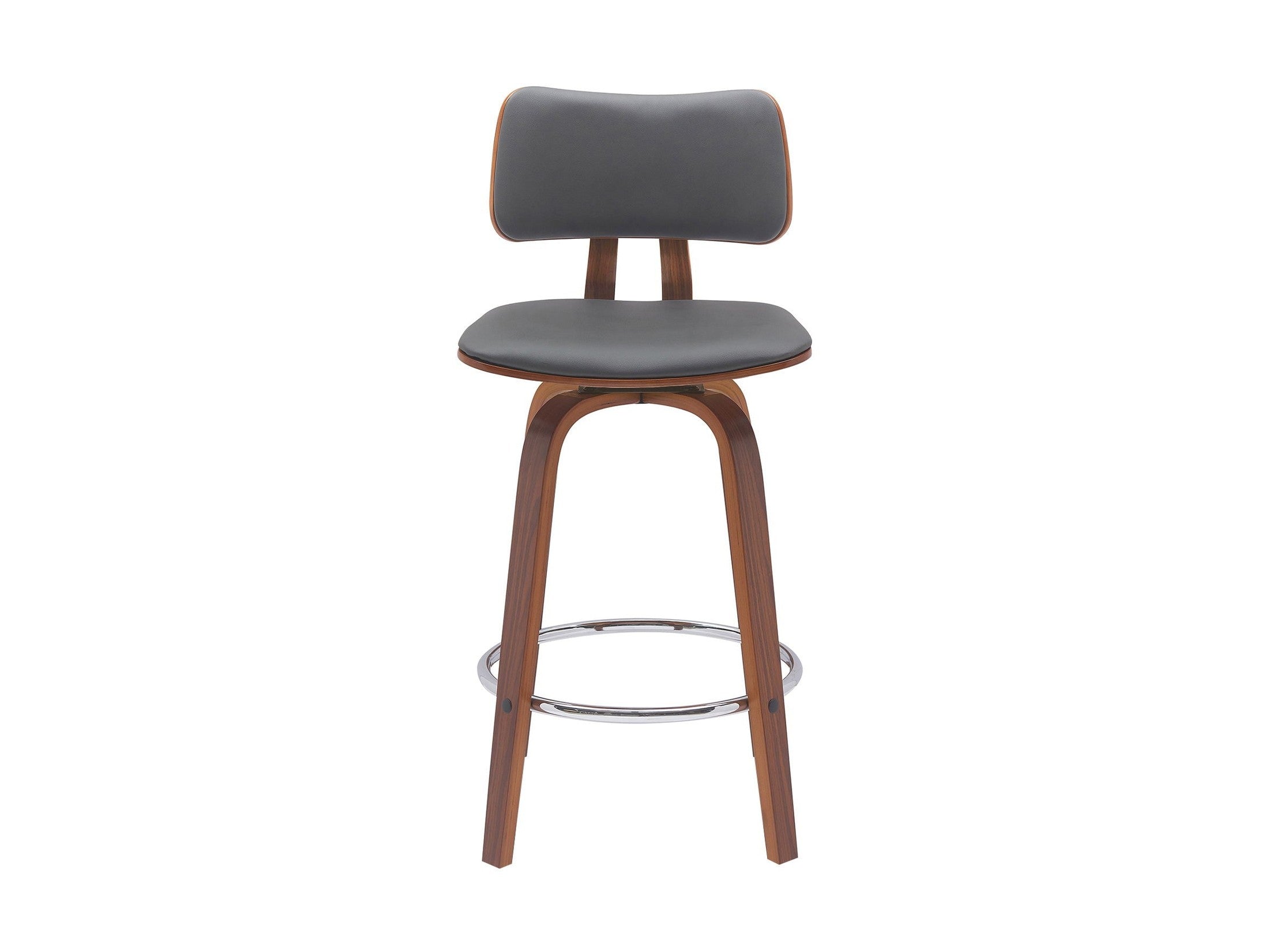 Pico - Swivel Walnut Wood Faux Leather Stool