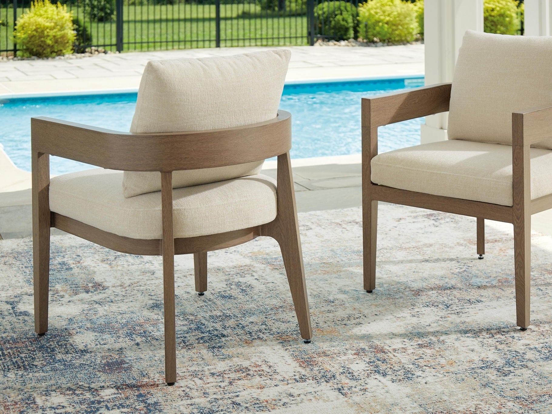 Serene Bay - Arm Chair With Cushion (Set of 2) - Dark Brown / White