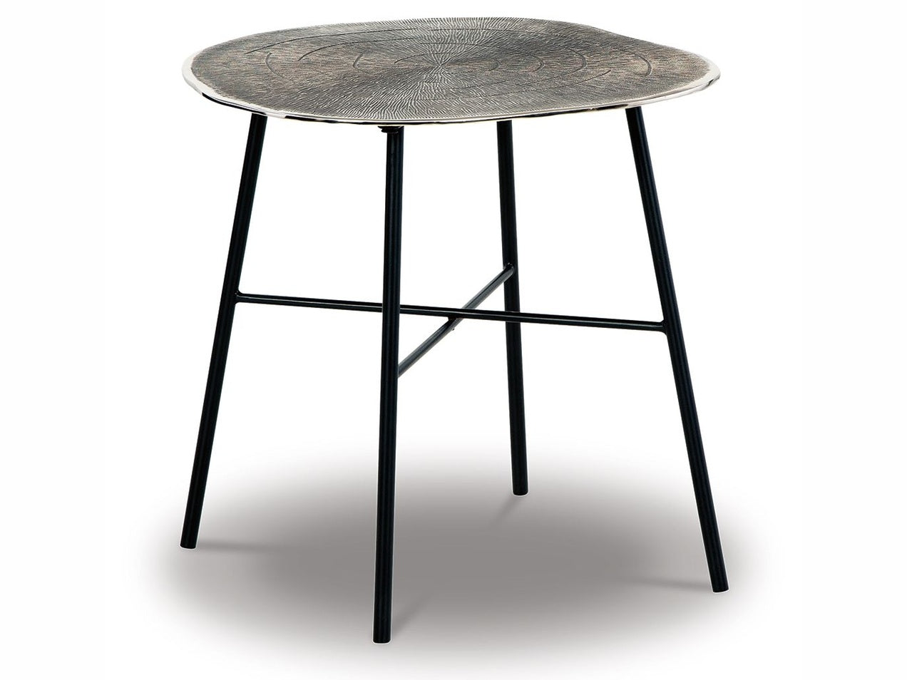 Laverford - Round End Table - Chrome / Black
