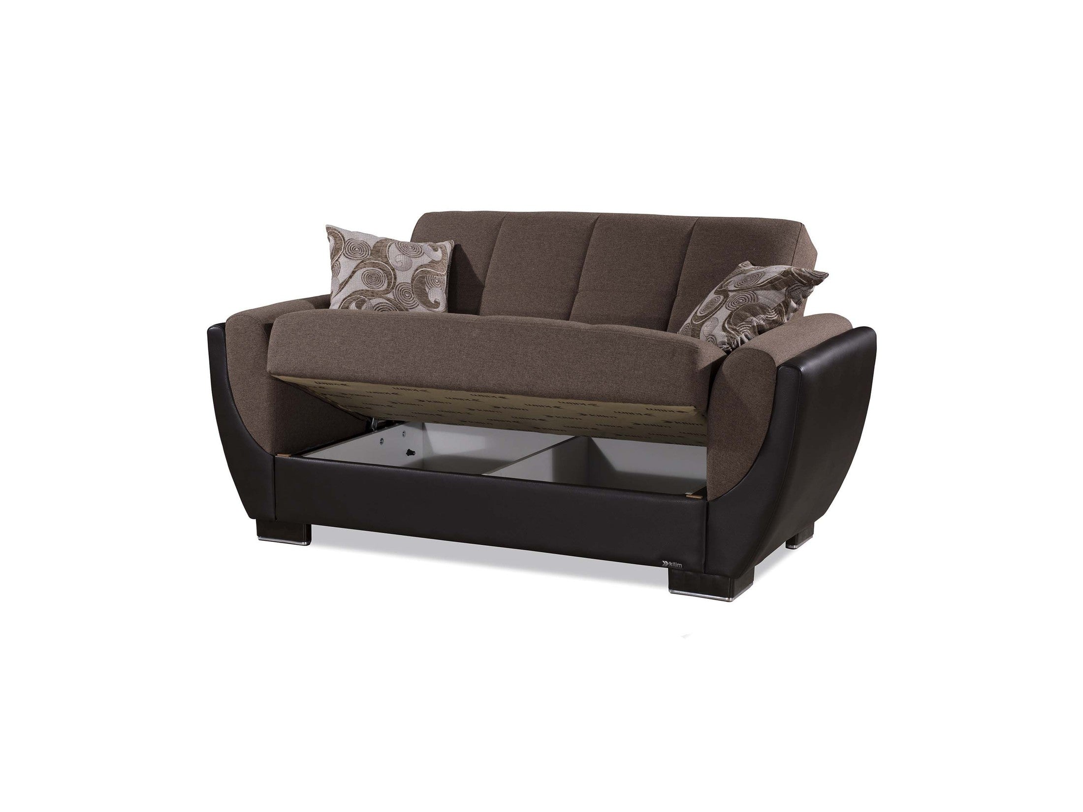 Ottomanson Armada Air - Upholstered Convertible Loveseat With Storage - Brown PU Polyester