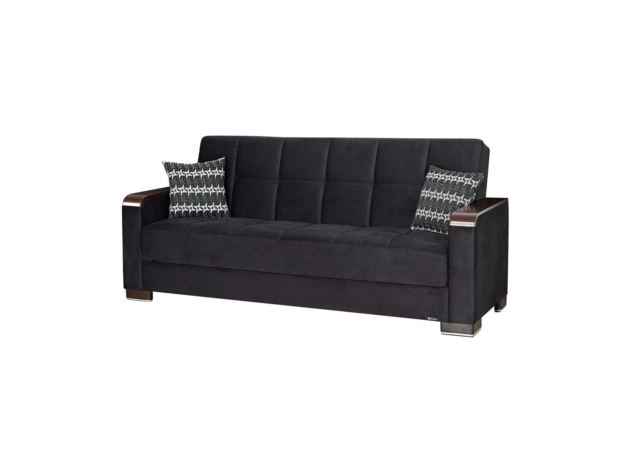 Ottomanson Armada X - Upholstered Convertible Wood Trimmed Sofabed With Storage - Microfiber
