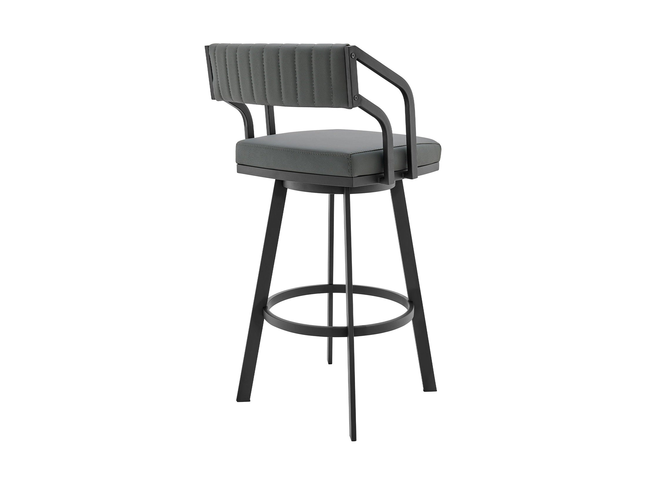 Scranton - 26" Swivel Modern Metal And Faux Leather Barstool - Slate Gray / Black