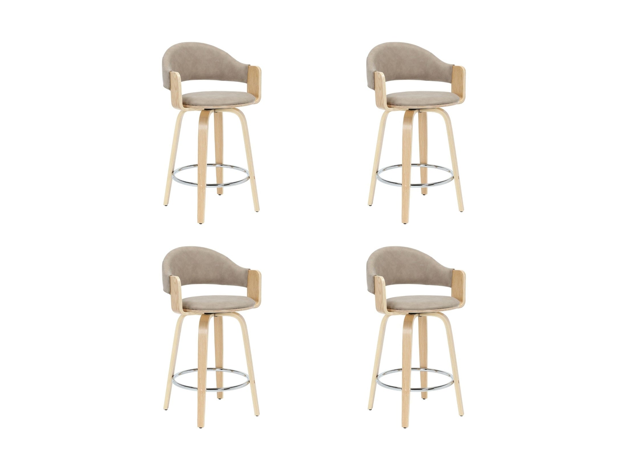Daxton - Swivel Counter Height Round Back Wood Bar Stool With Faux Leather Seat