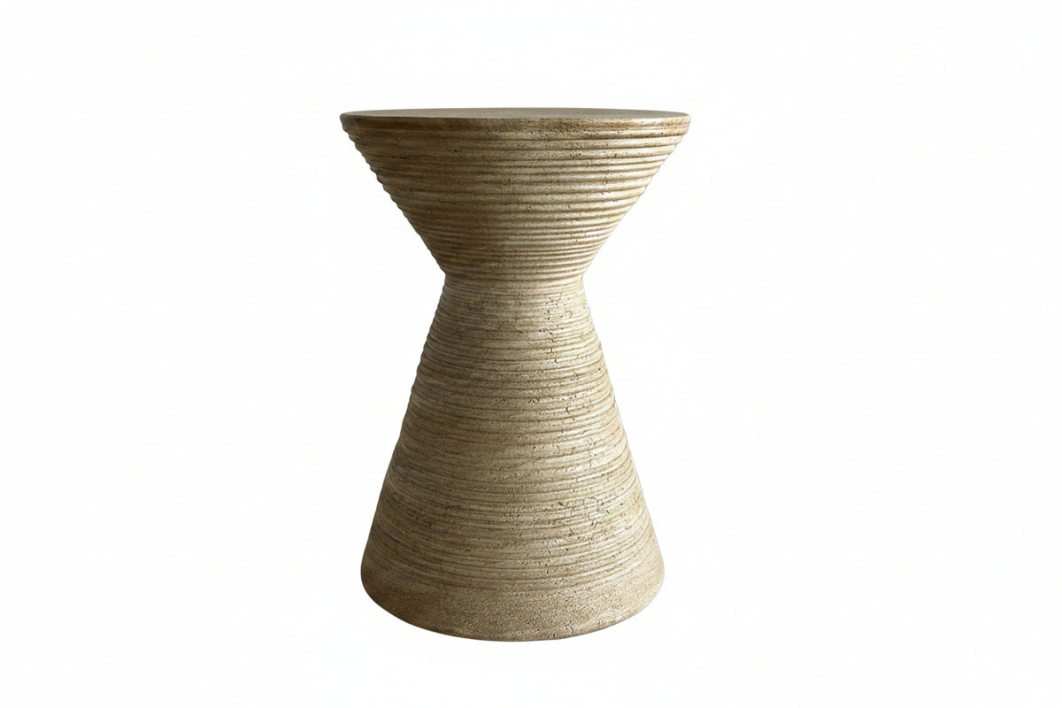 Textured beige vase on a white background
