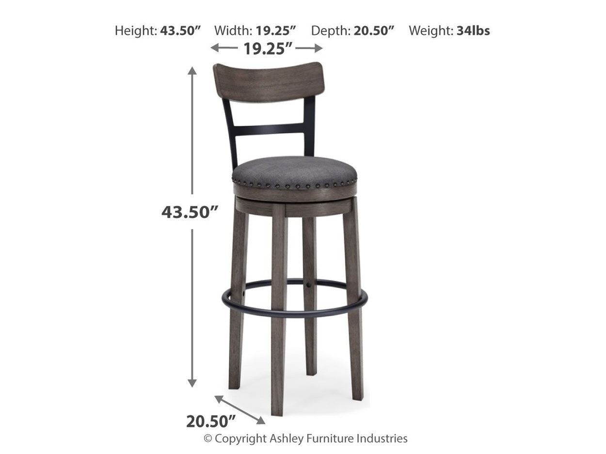 Caitbrook - Tall UPH Swivel Barstool - Gray