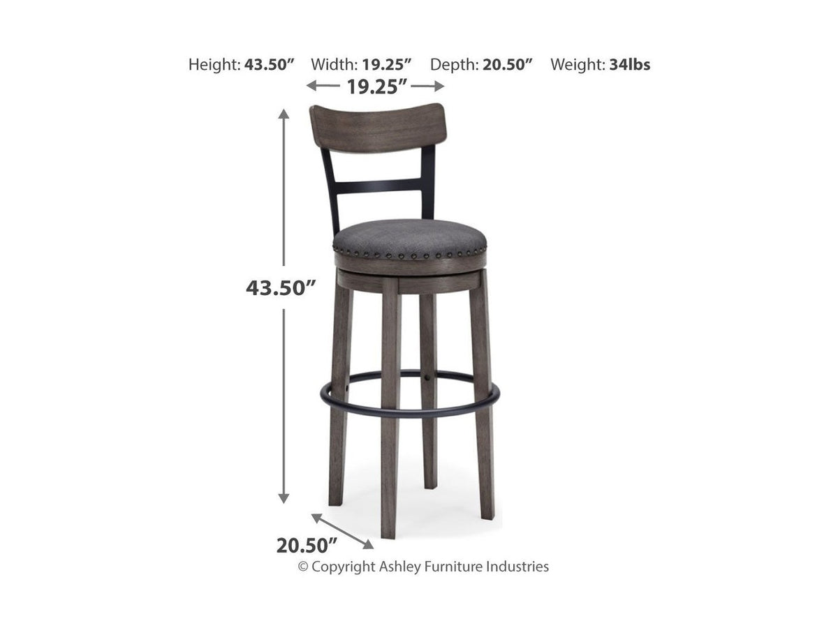 Caitbrook - Tall UPH Swivel Barstool - Gray