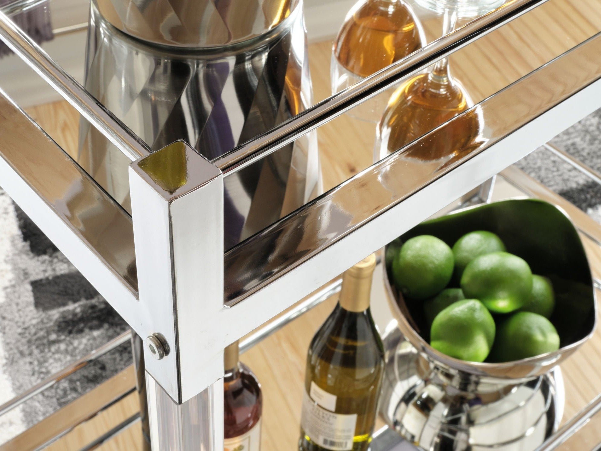 Chaseton - Bar Cart - Clear / Silver Finish