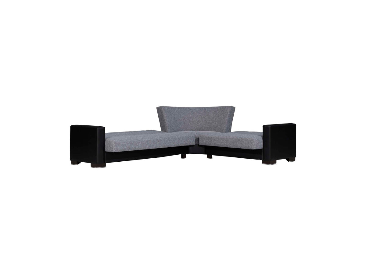 Ottomanson Armada - Upholstered Convertible Sectional With Storage - Gray/Black PU Polyester