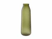 Scottyard glass vase with ribbed texture on a white background.