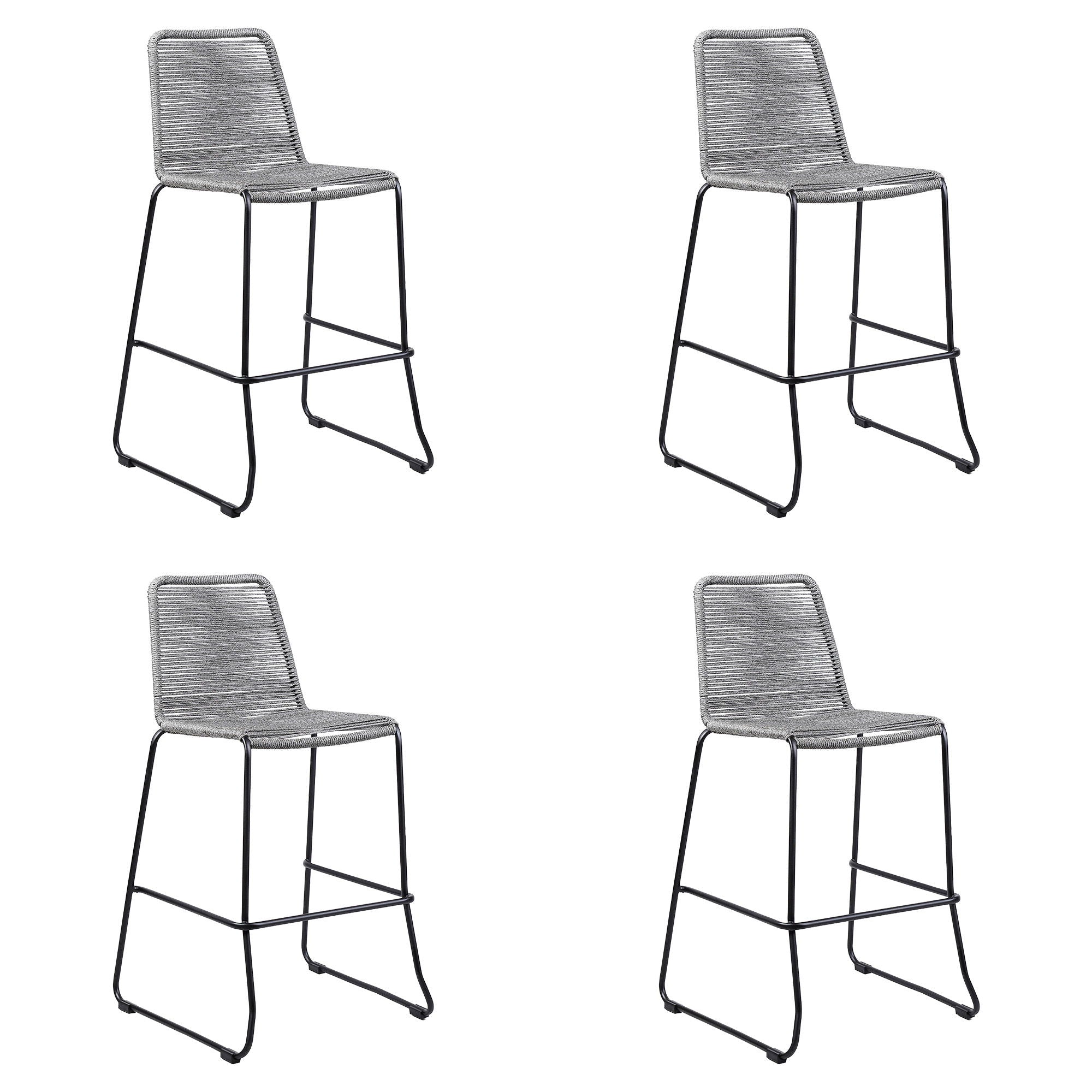 Shasta - 26" Outdoor Metal And Rope Stackable Barstool