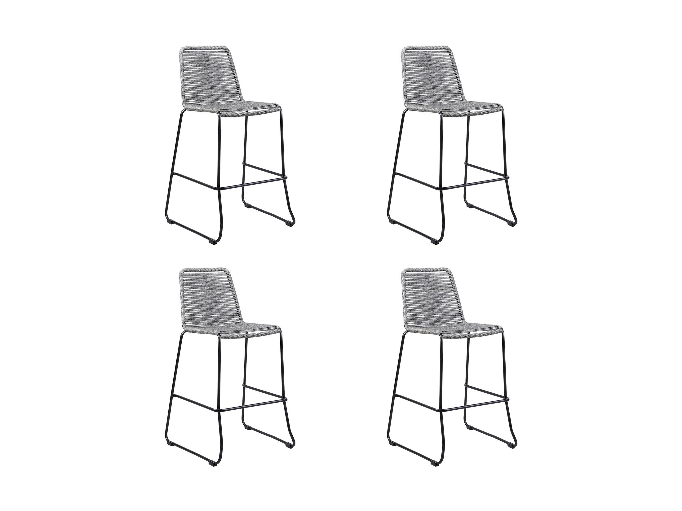 Shasta - 26" Outdoor Metal And Rope Stackable Barstool