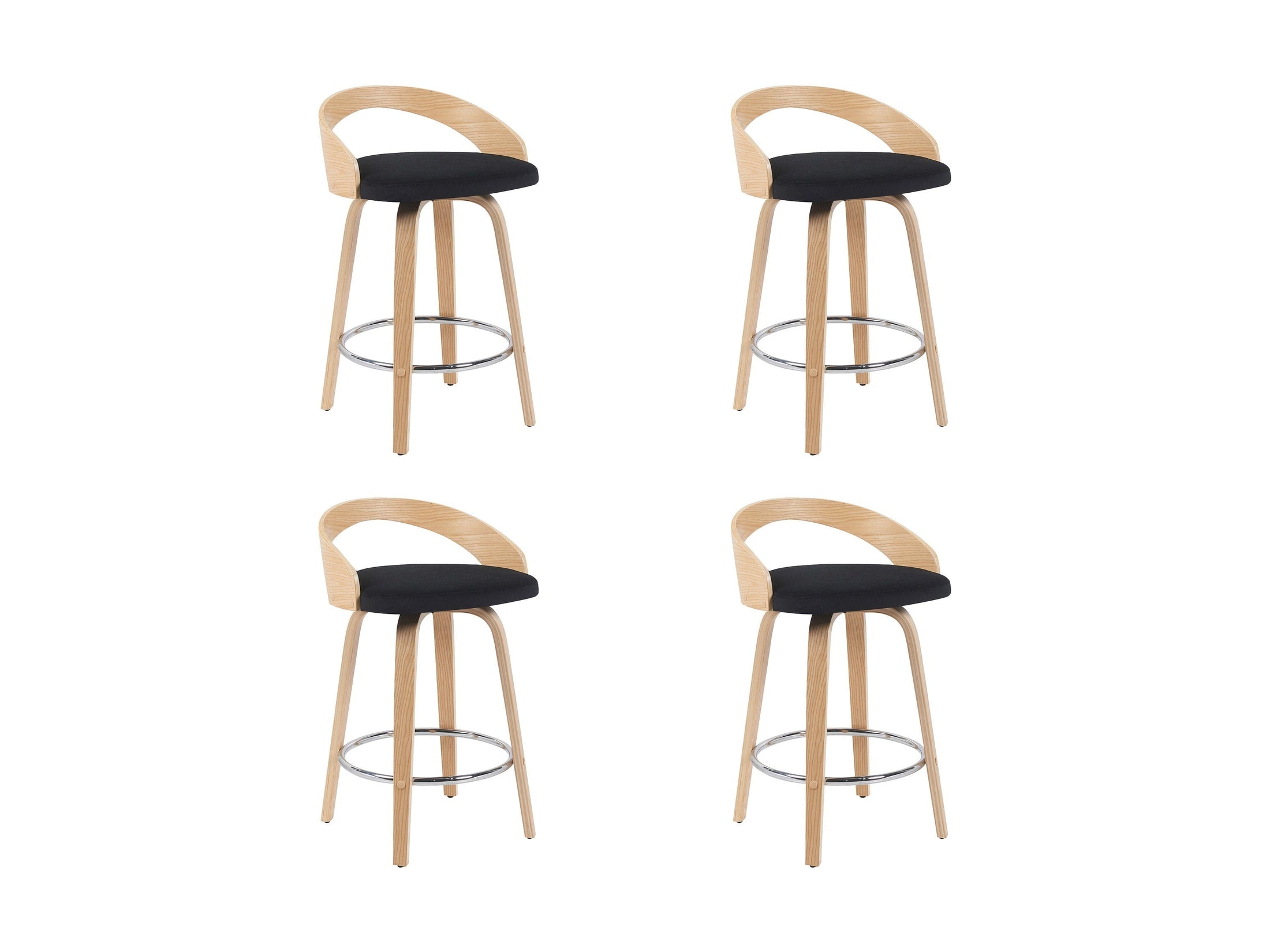 Sonia - Modern Swivel Counter Height Bar Stool - Patterned Oak Wood Finish