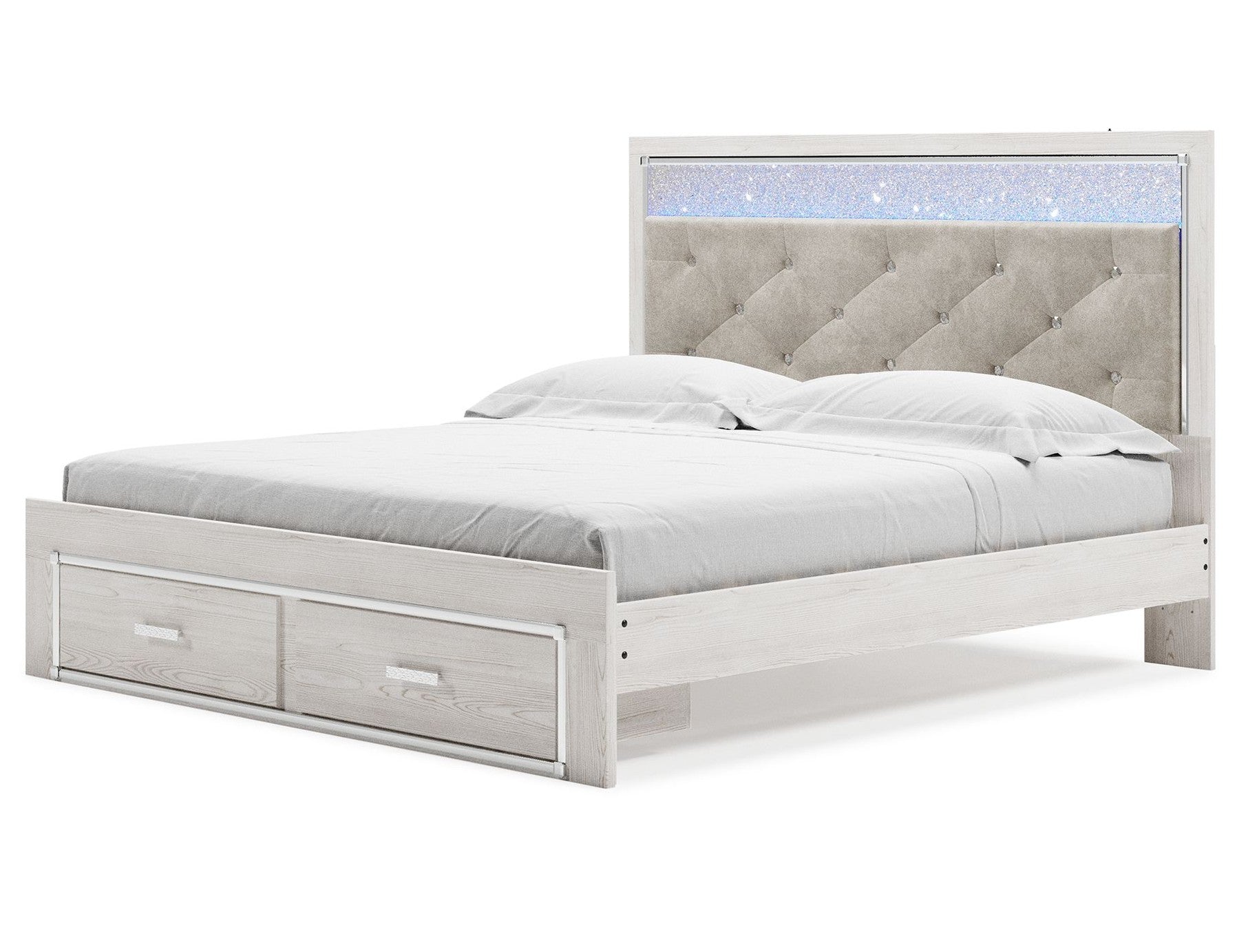 Altyra - King Upholstered Storage Bed - White