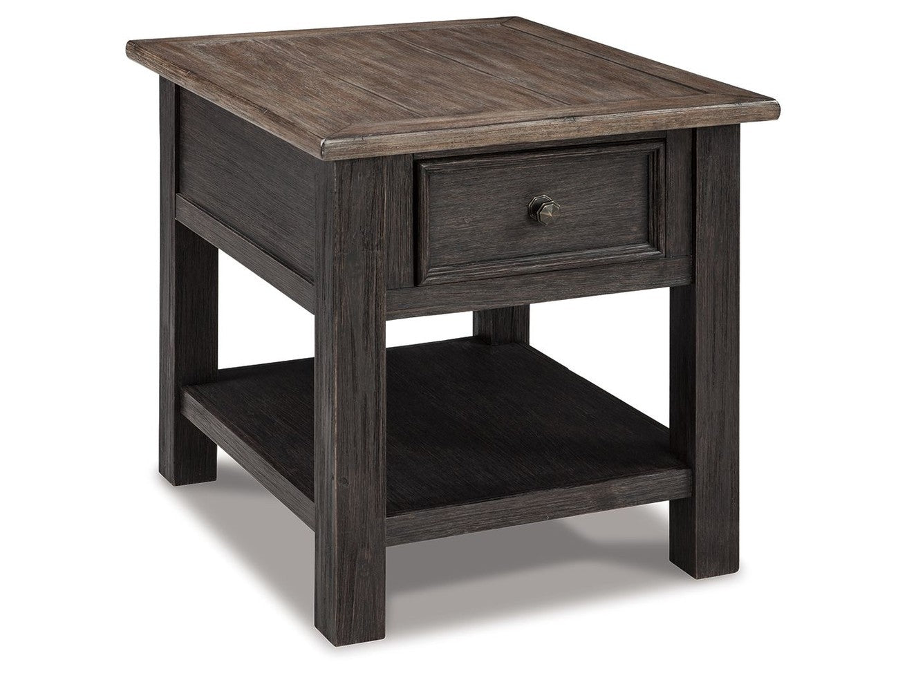 Tyler Creek - Rectangular End Table - Grayish Brown / Black