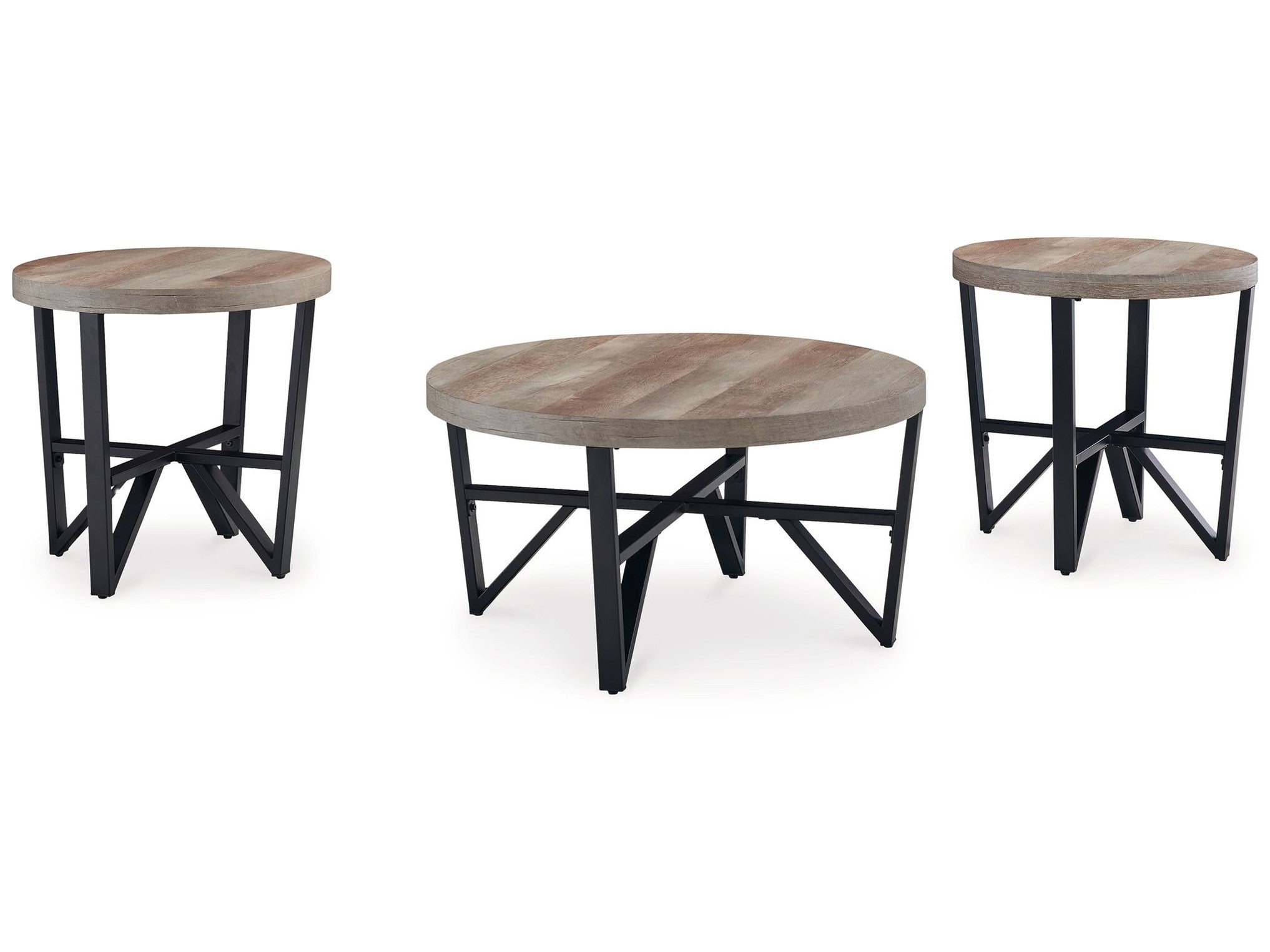 Deanlee - Occasional Table Set (Set of 3) - Grayish Brown / Black